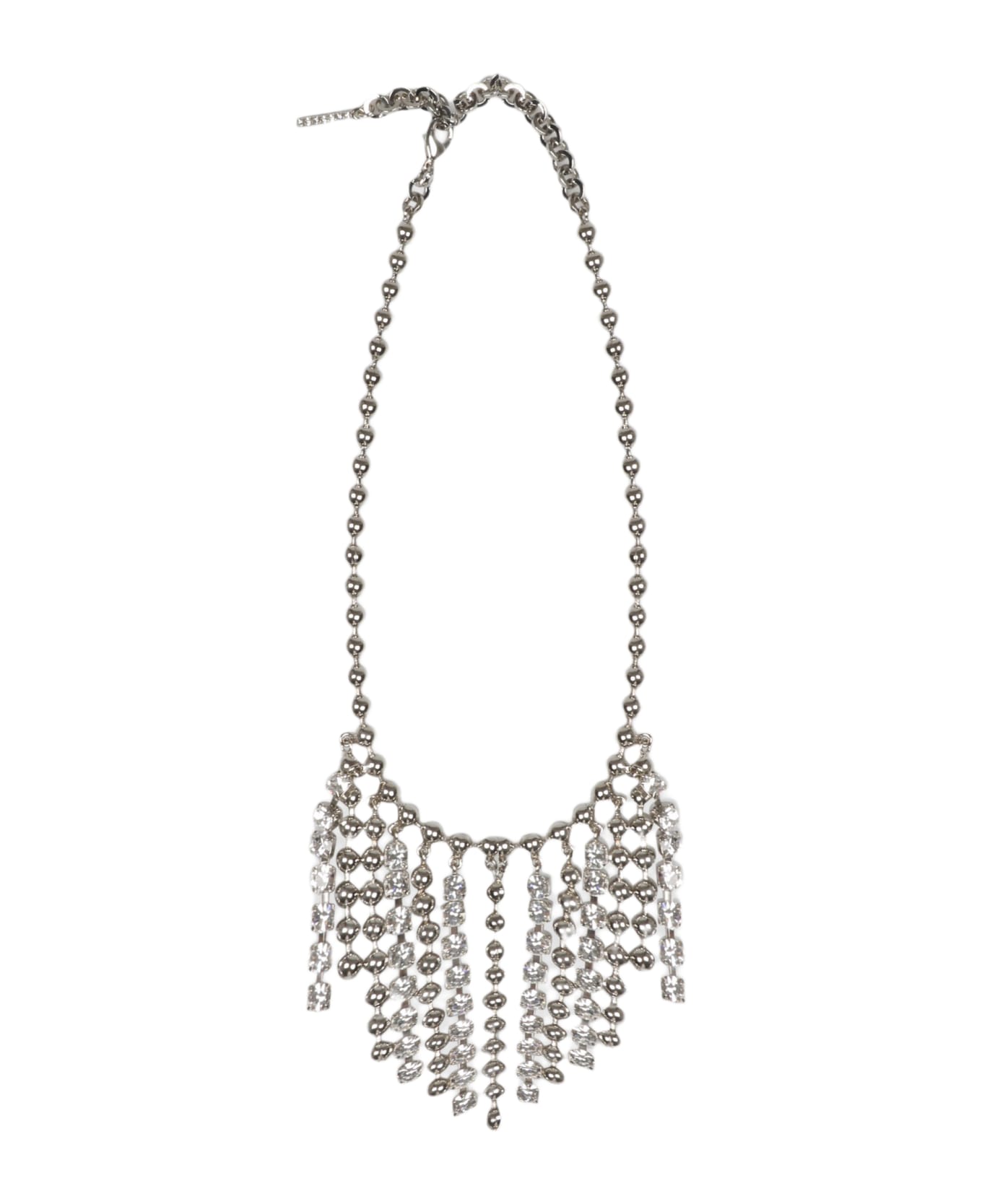 Alessandra Rich Crystal And Chain Fringes Necklace - Metallic