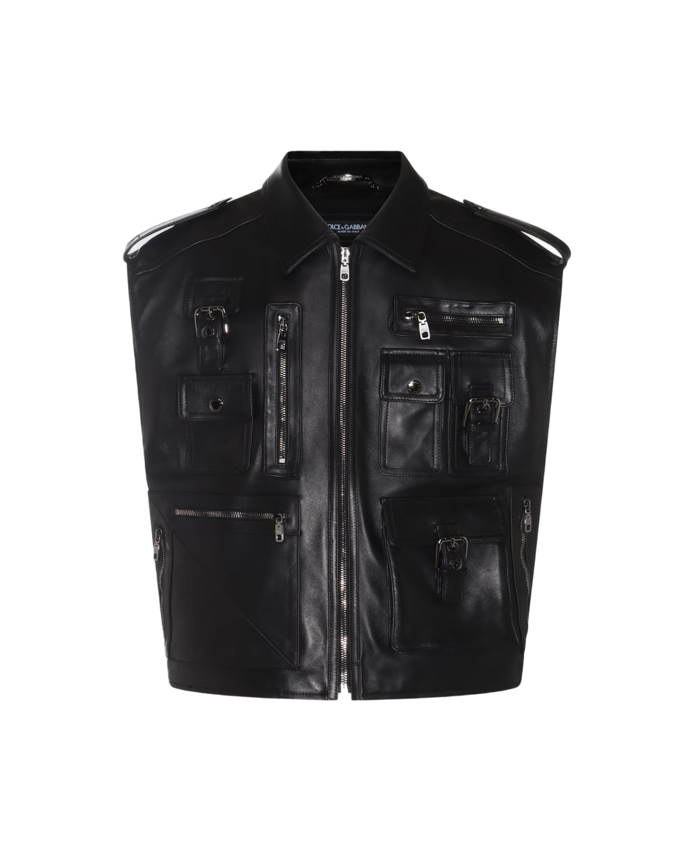 Dolce & Gabbana Black Leather Jacket - Black