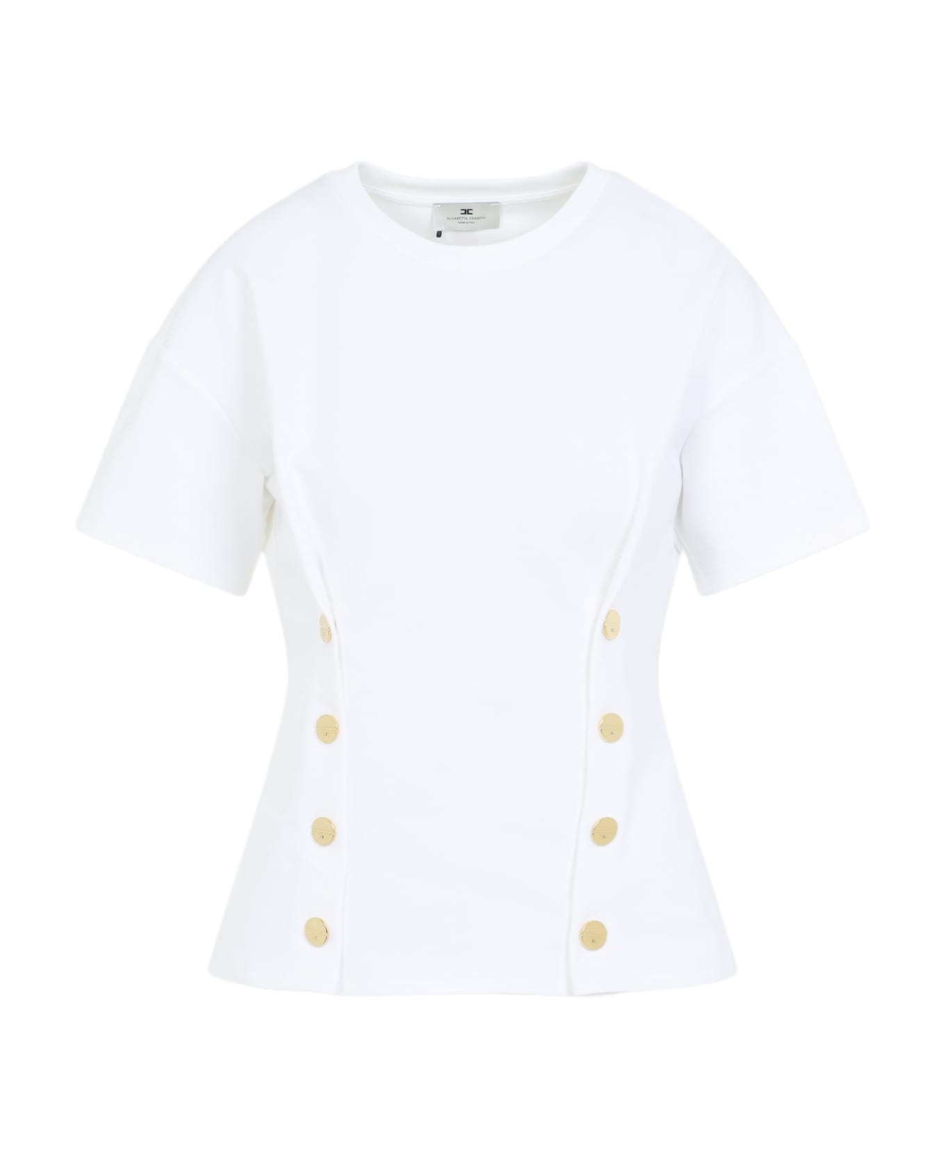 Elisabetta Franchi Gold Buttoned T-shirt - Gesso