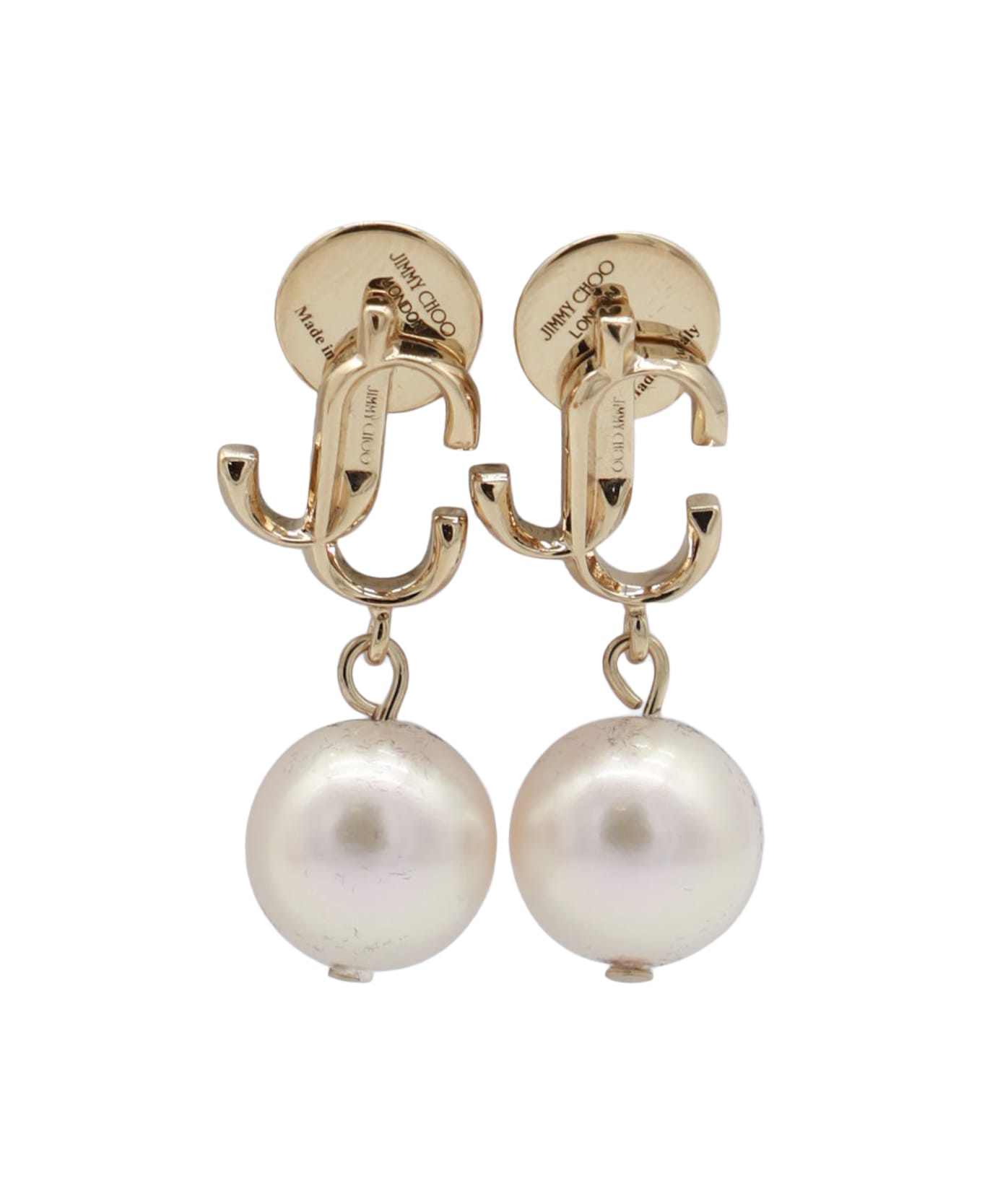 Jimmy Choo Gold Tone Brass Earrings - GOLD/WHITE
