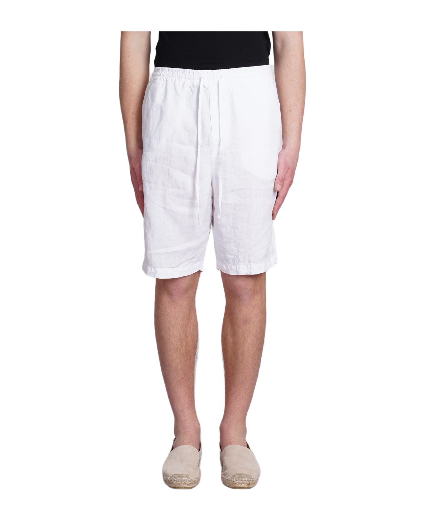 120% Lino Shorts In White Linen - white