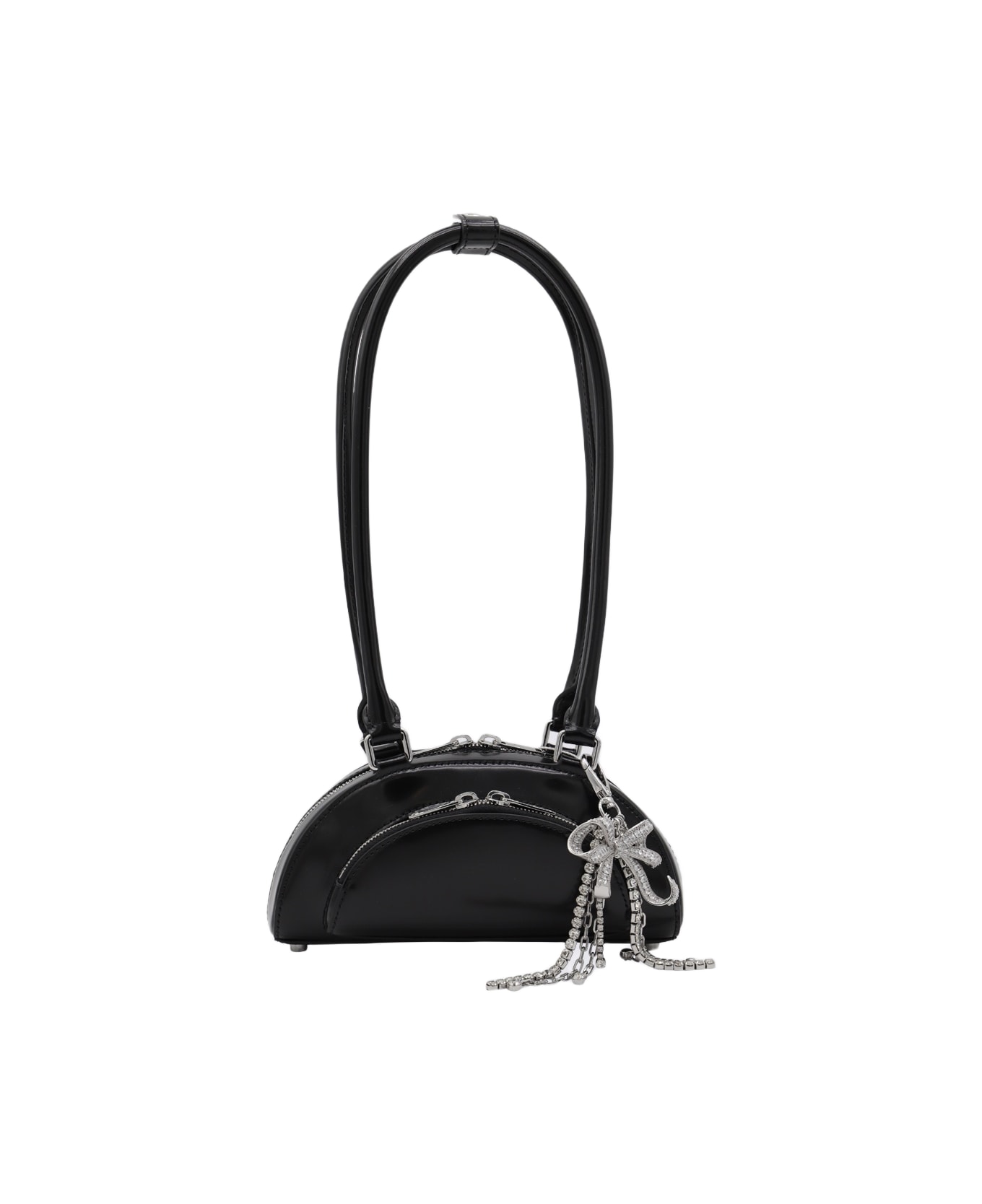 self-portrait Black Leather Top Handle Bag - Black