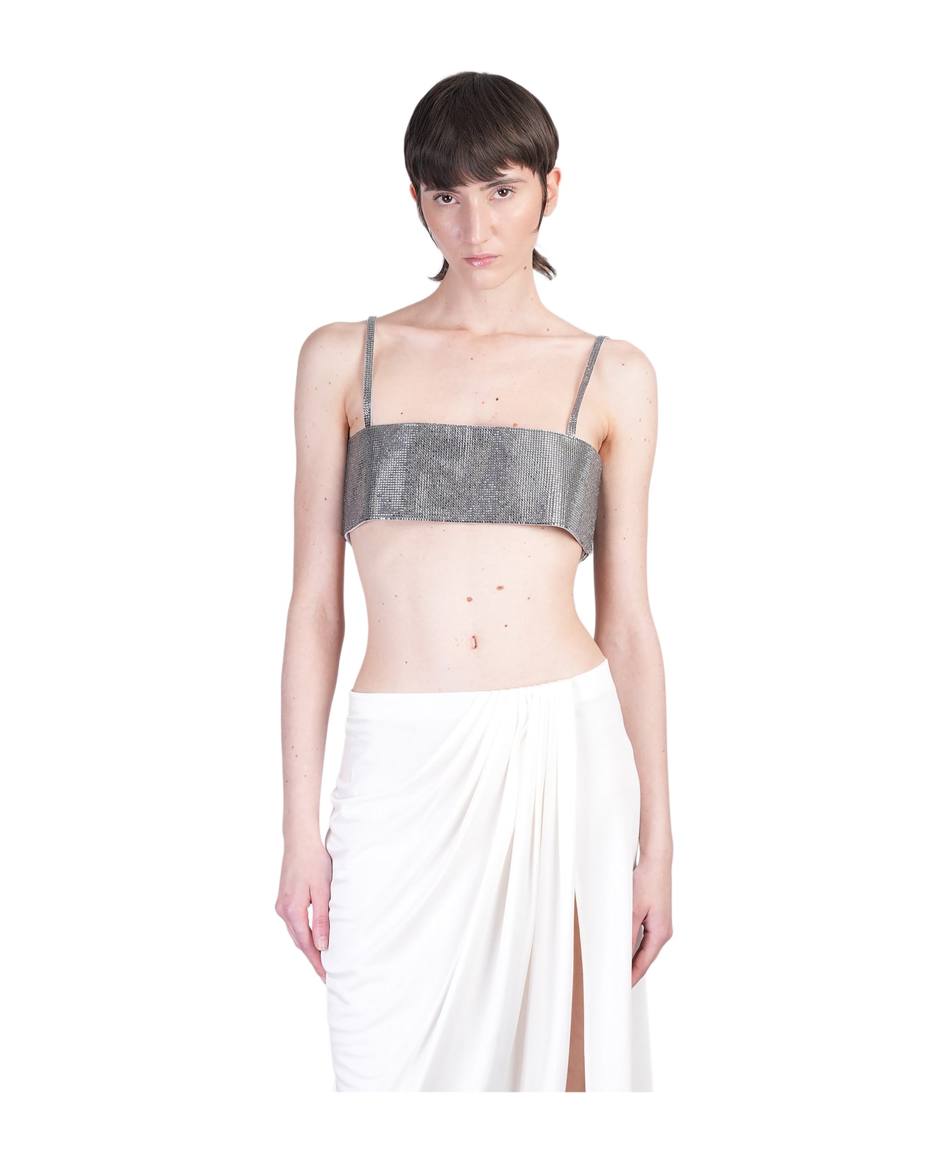 Nué Mirror Topwear In Silver Polyester - silver