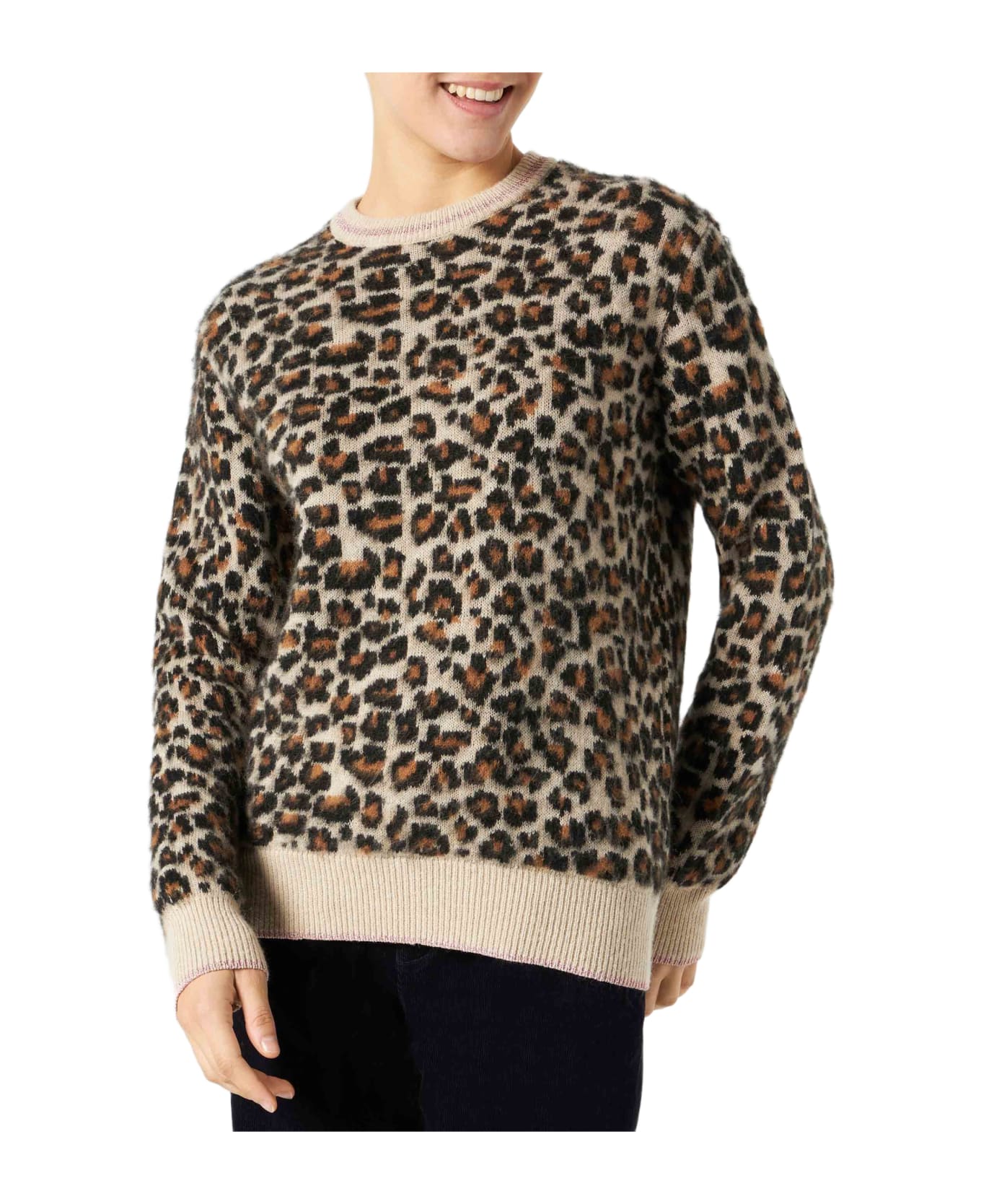 MC2 Saint Barth Woman Brushed Sweater With Leopard Pattern - MULTICOLOR