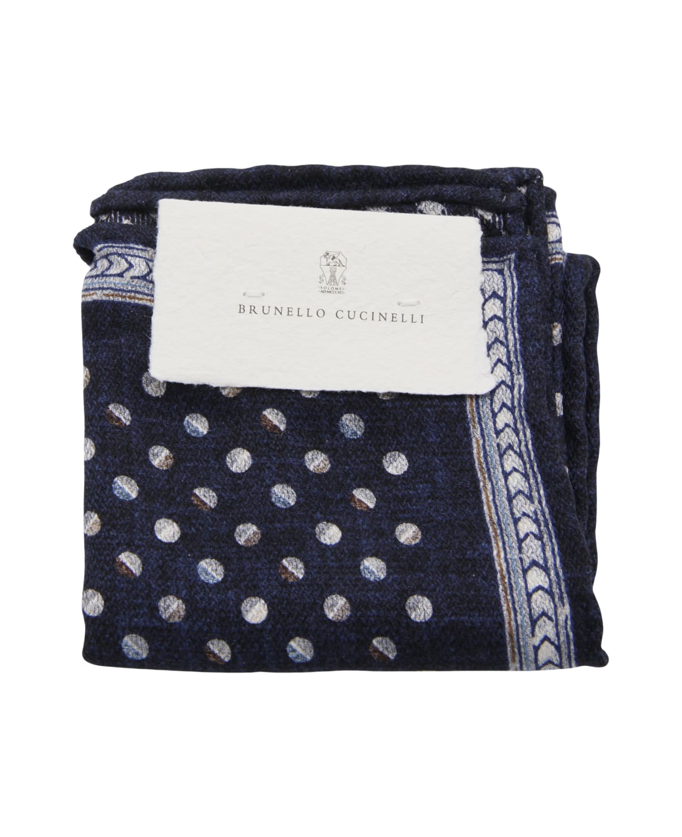 Brunello Cucinelli Navy Blue/milk Silk Foulard スカーフ