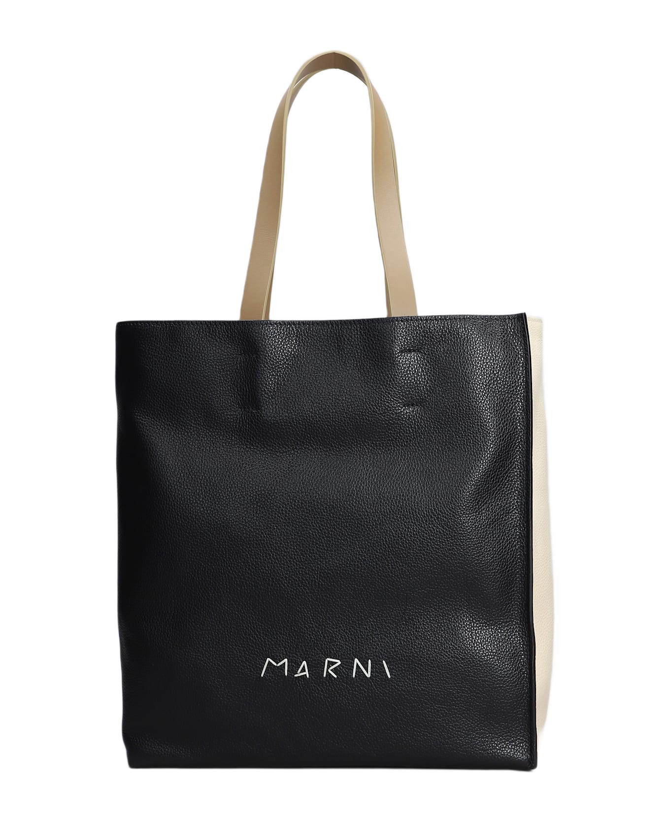 Marni Tote In Black Leather - black