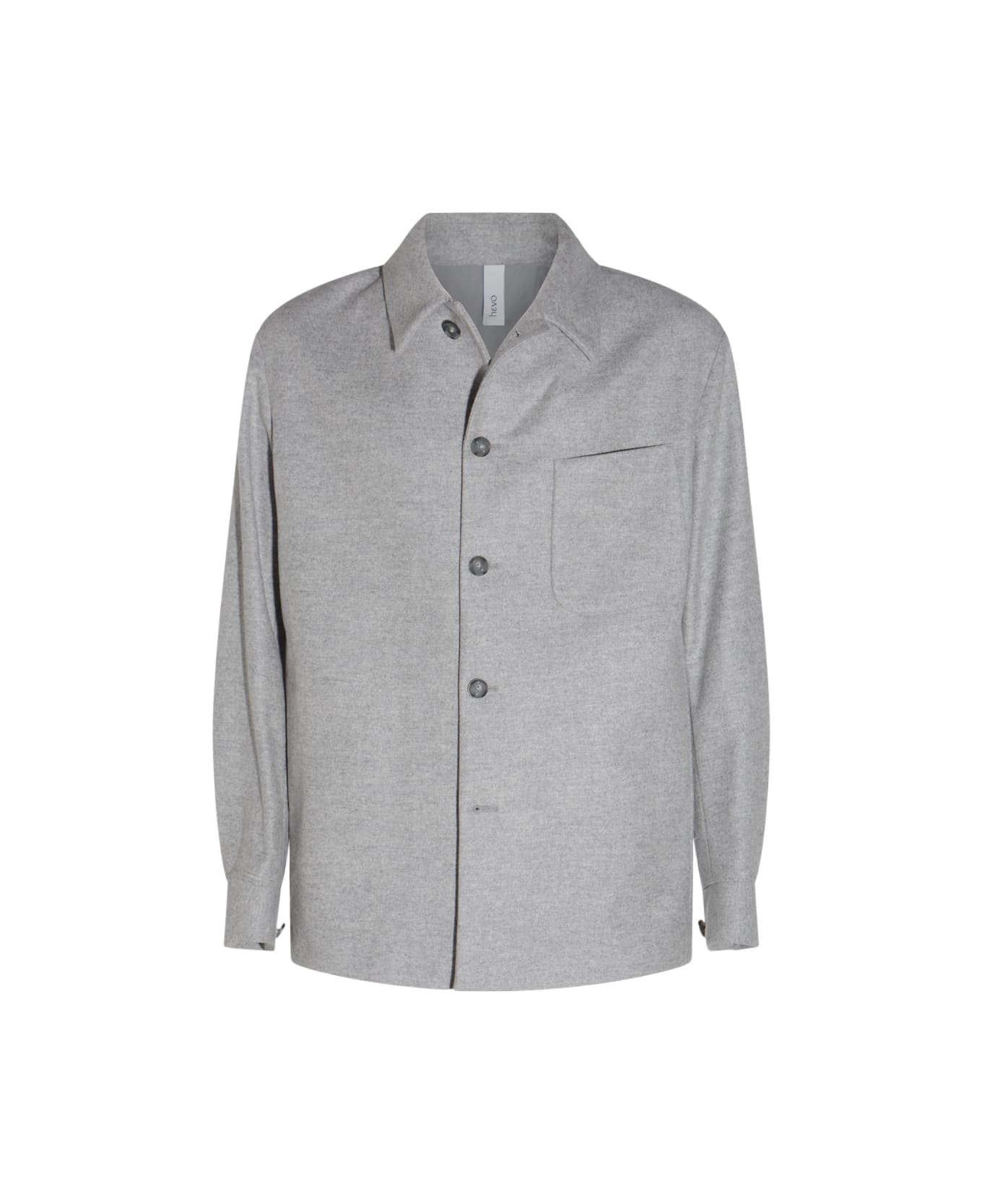 Hevò Light Grey Wool Casual Jacket - Grey