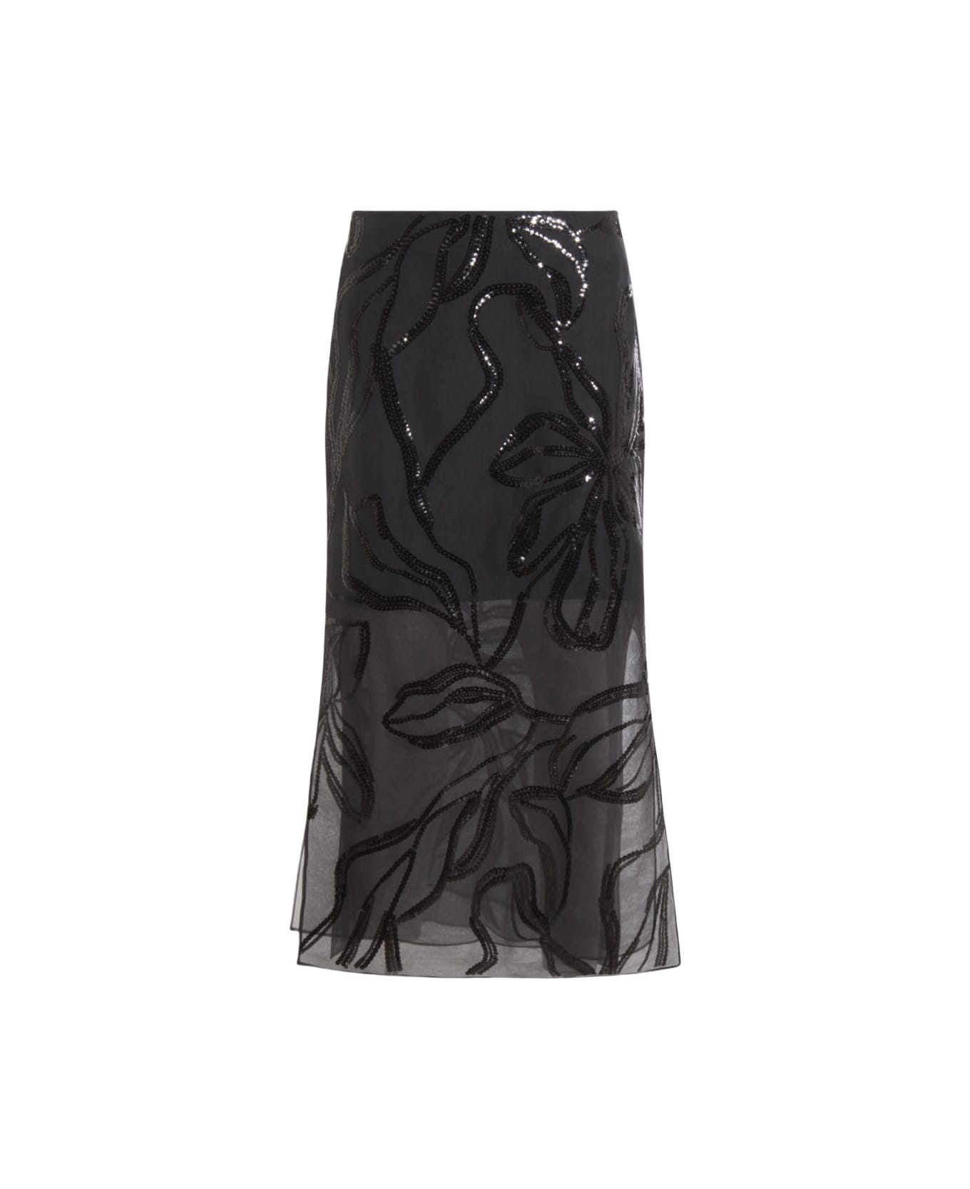 Brunello Cucinelli Black Silk Skirt - LIGNITE
