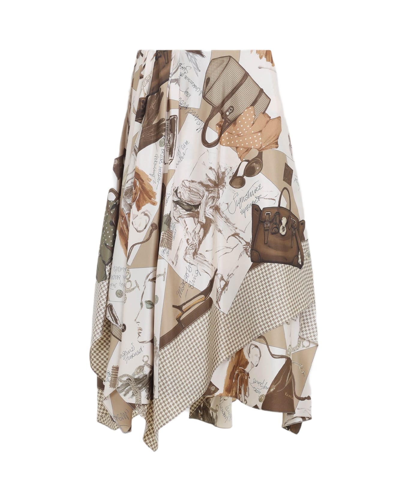Ralph Lauren Glenn Knee Midi Skirt - Tan Multi