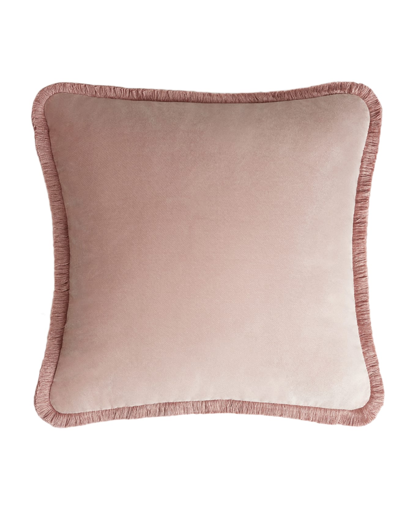 Lo Decor Happy Pillow Pink Velvet Pink Fringes - pink / pink クッション