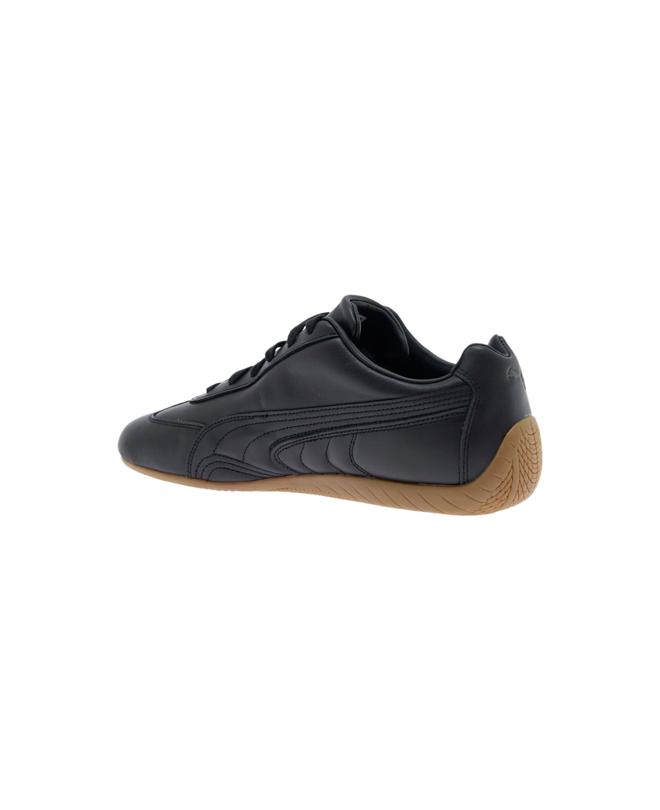 Puma 
speedcat
 Black Low Top Sneakers With Embossed Logo On The Tongue And Contrasting Sole In Leather Unisex - Black