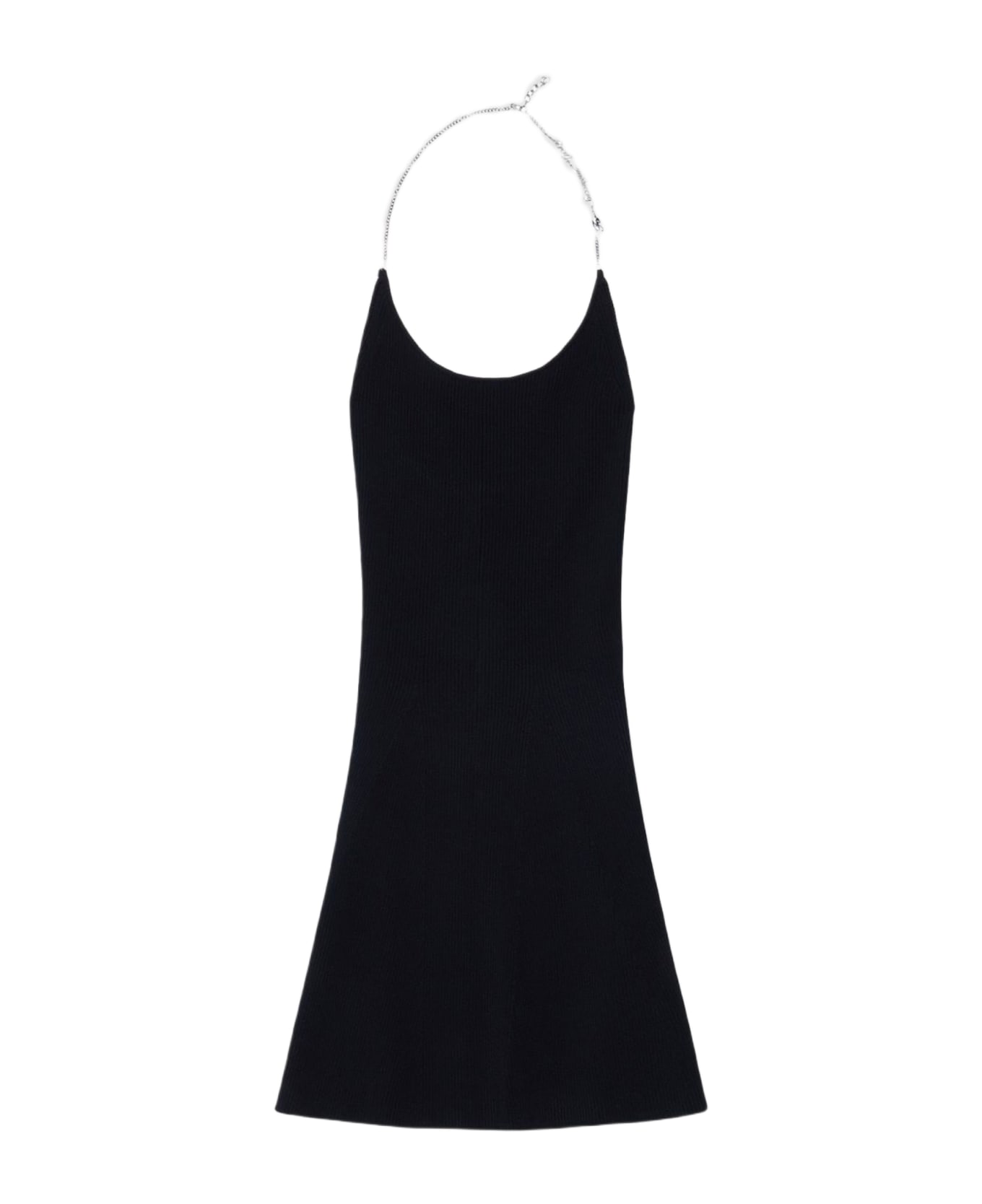 Diesel M-arlette Black ribbbed knit short dress with metal chain - M-Arlette - Nero