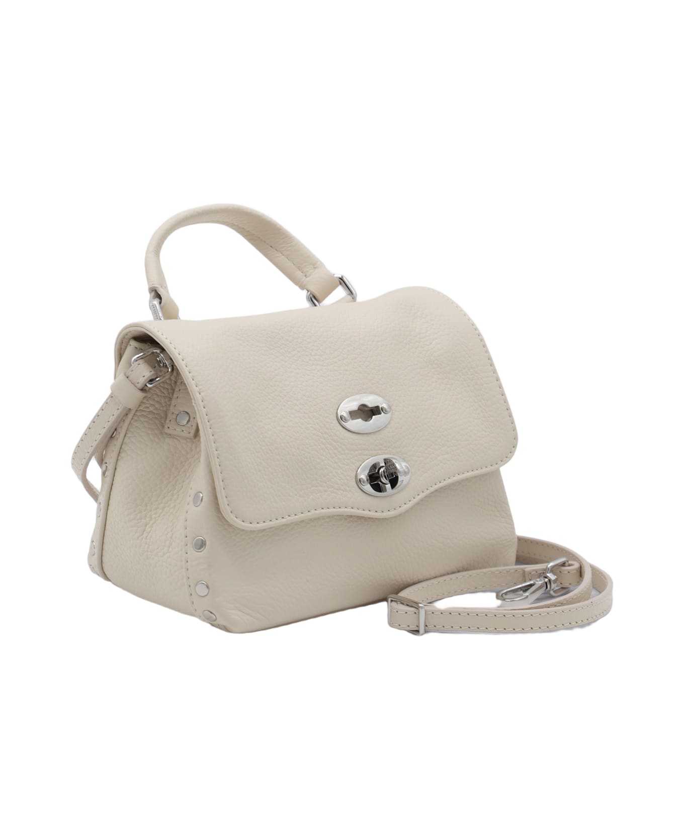 Zanellato White Leather Postina Baby Top Handle Bag - BEIGE ALCALINO