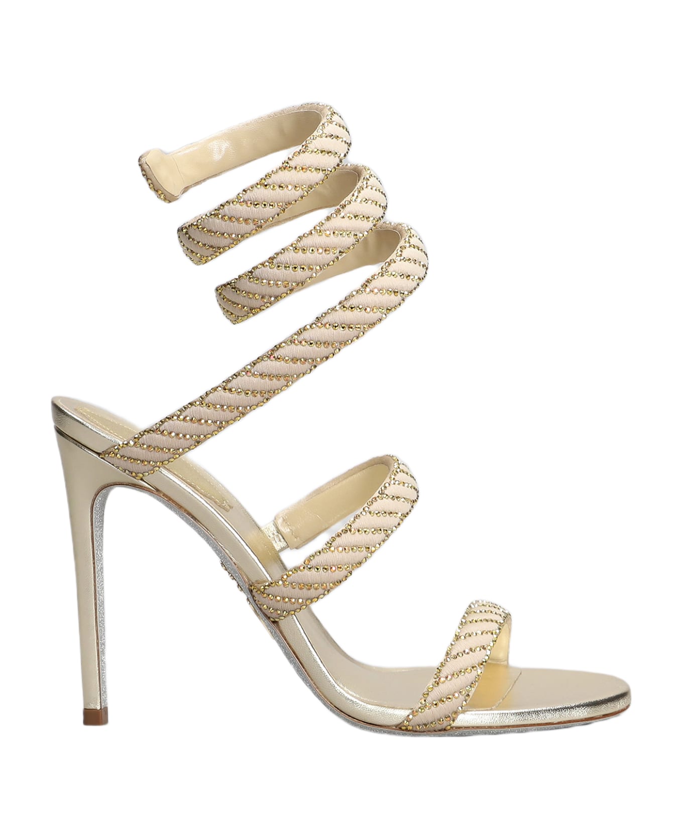 René Caovilla Cleo Sandals In Beige Leather - beige