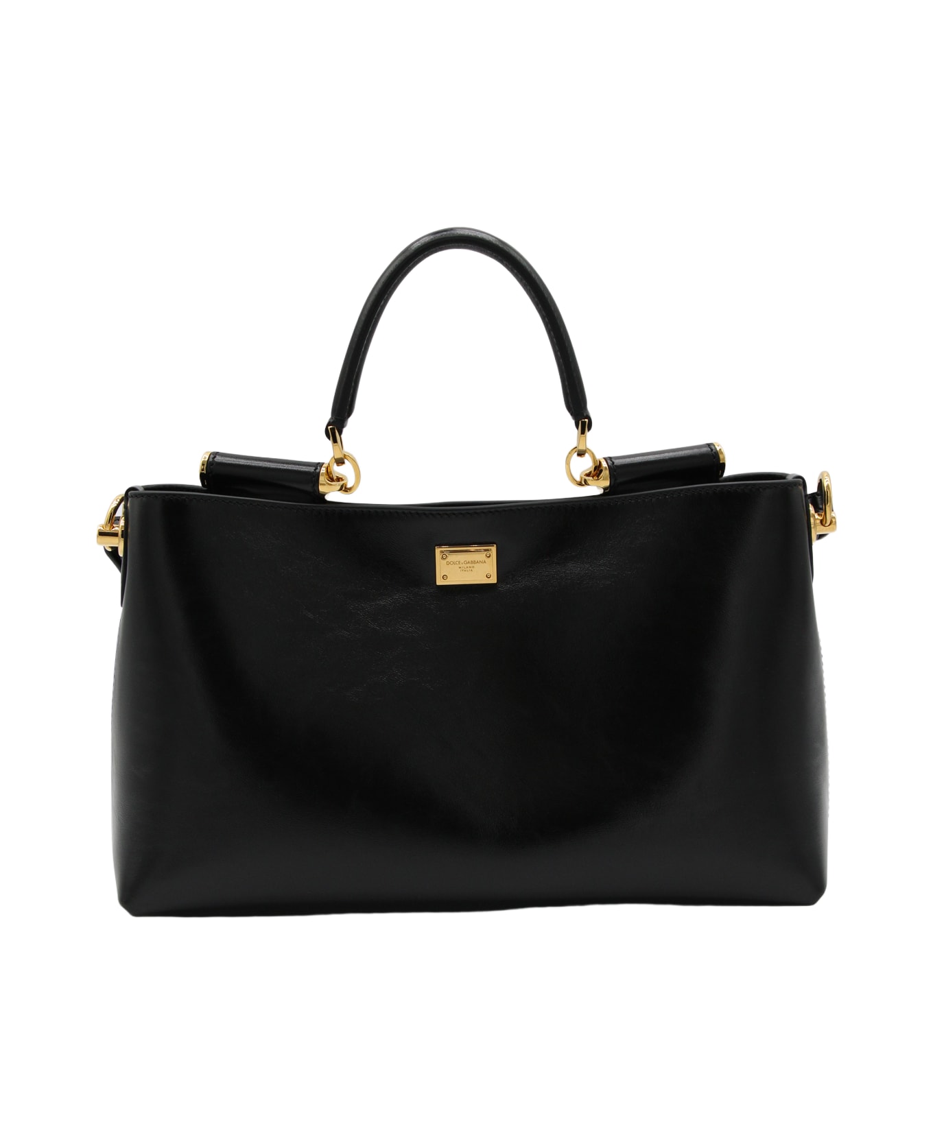 Dolce 
Gabbana Black Leather My Sicily Shoulder Bag - Black