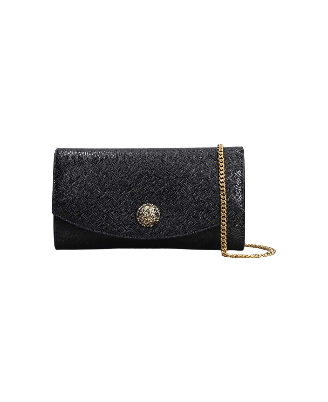 Balmain Embleme Clutch In Black Leather - black