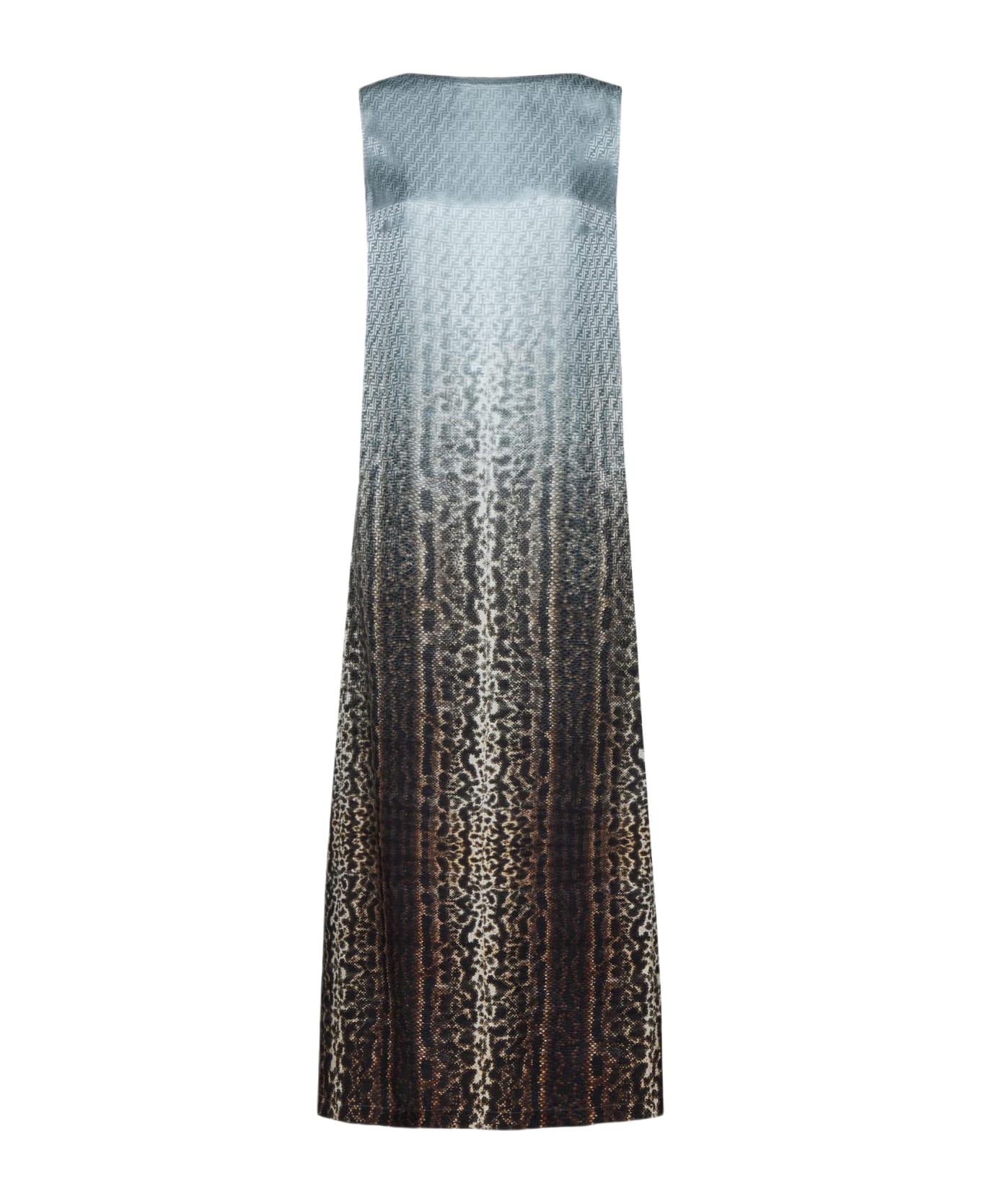 Fendi Gradient Print Silk Long Dress - Clear Blue ワンピース＆ドレス
