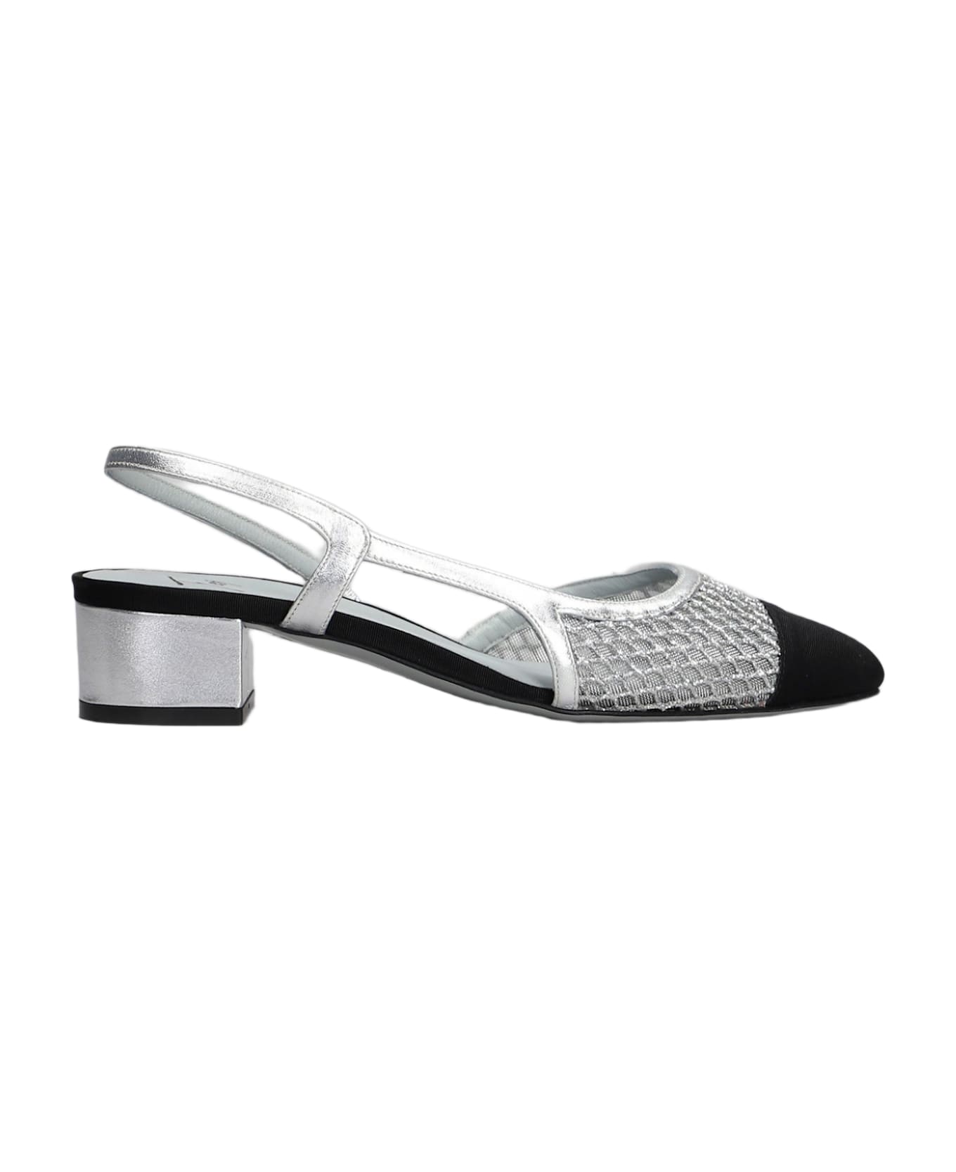 Roberto Festa Ninfa Pumps In Silver Leather And Fabric - silver