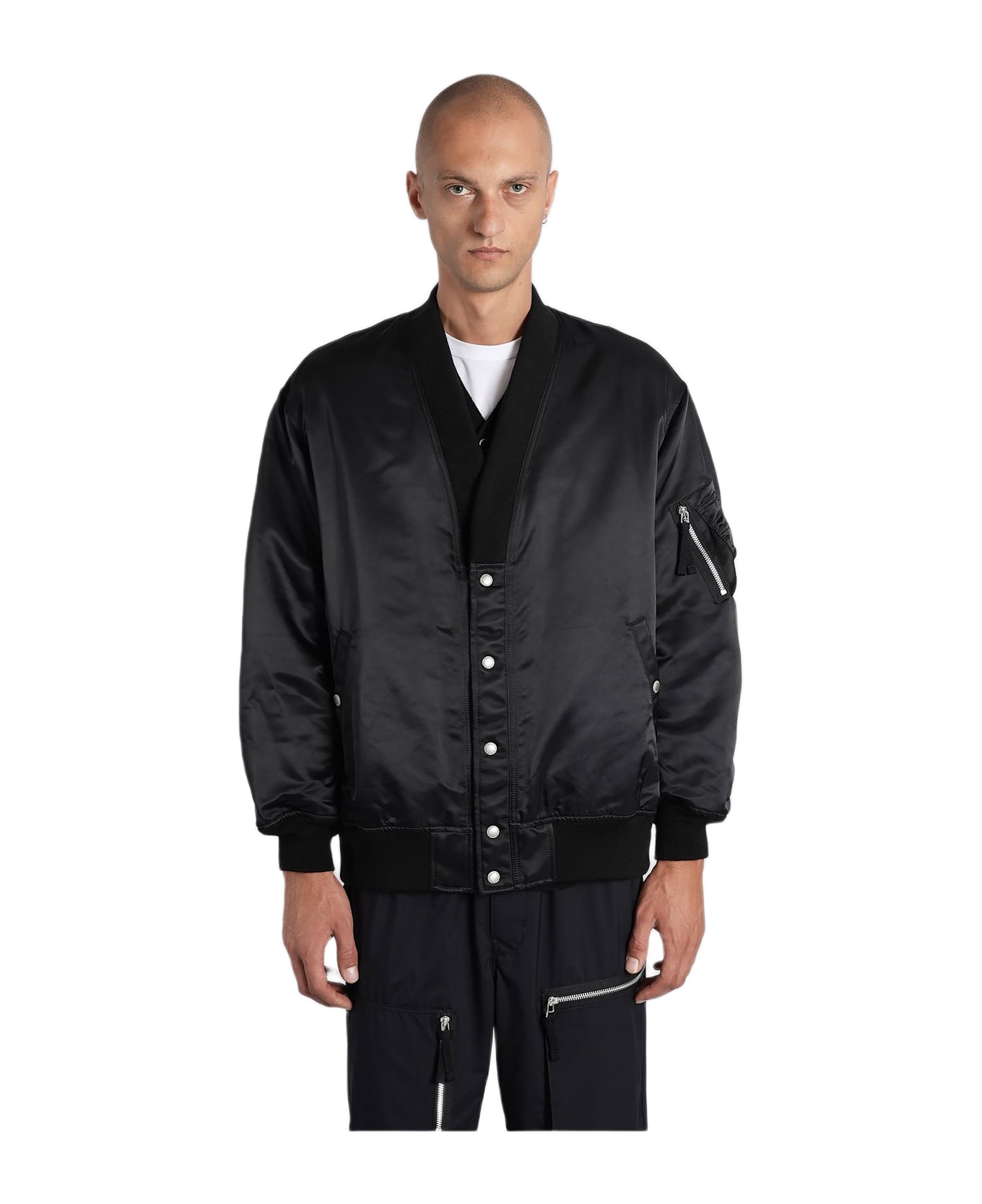 Comme des Garçons Homme Bomber Jacket In Black Nylon - black