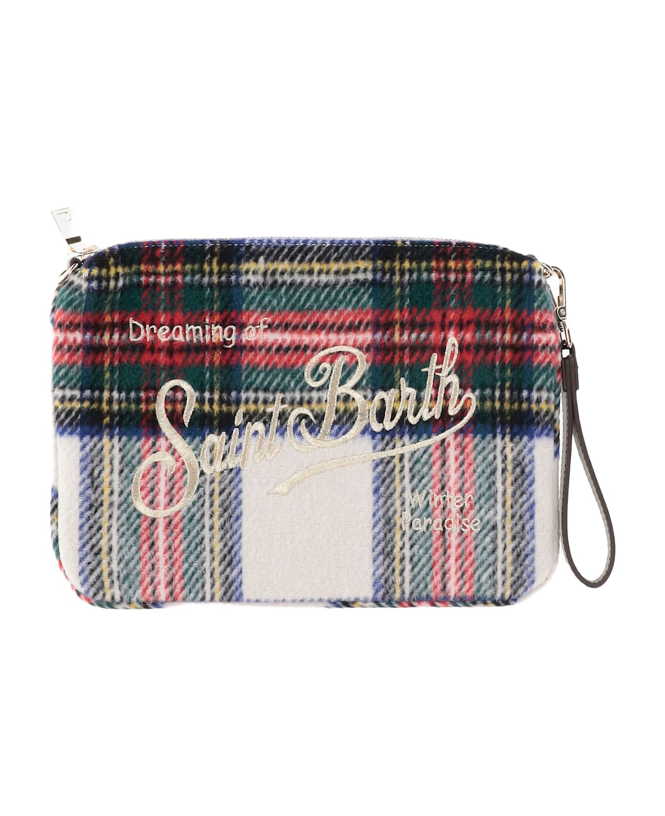 MC2 Saint Barth Wool Blend Clutch Bag With Check Pattern And Logo - Red
