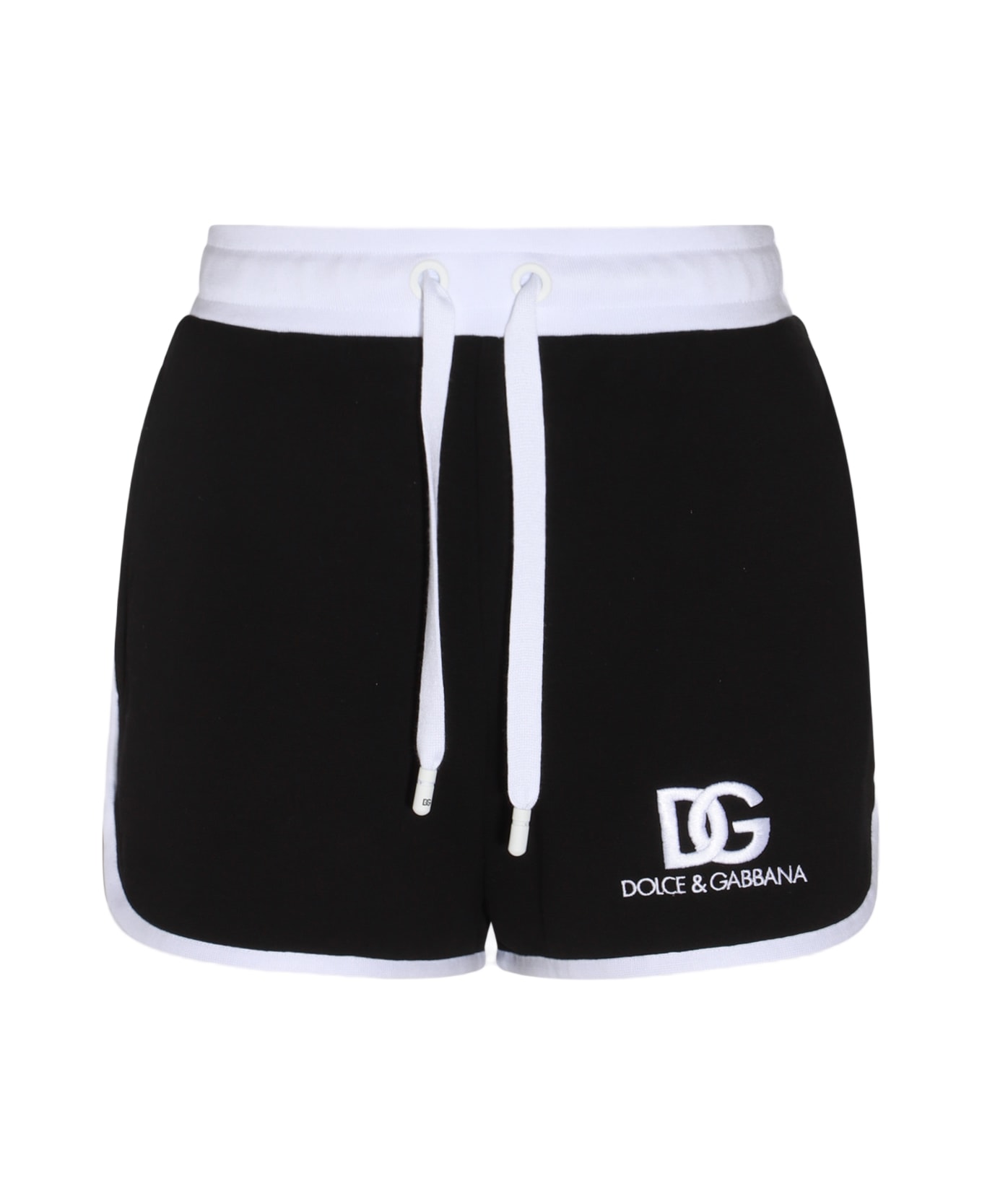 Dolce & Gabbana Black And White Cotton Blend Track Shorts - Nero/bianco