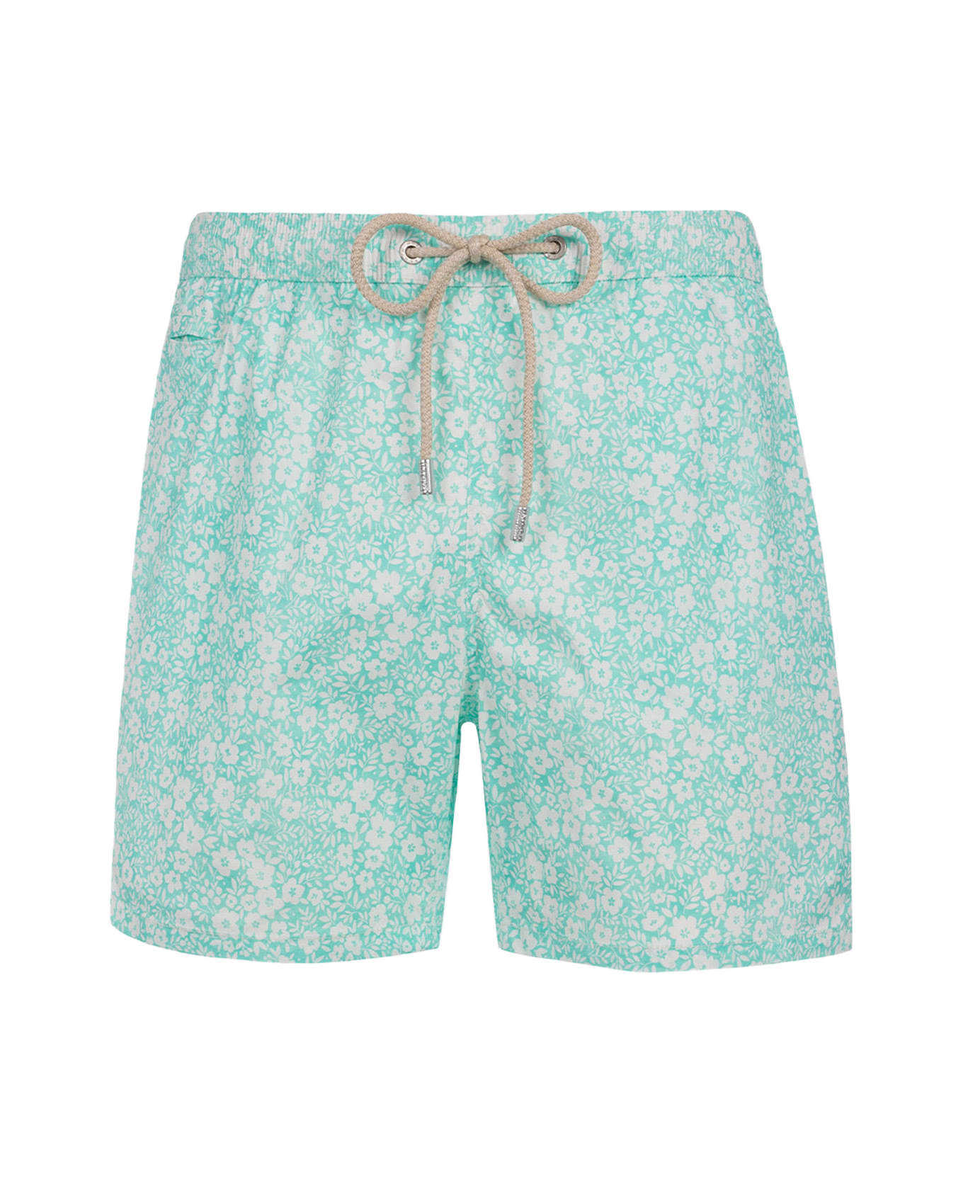 MC2 Saint Barth Comfort Light Classic Stretch Swim Shorts With Flower Print - GREEN