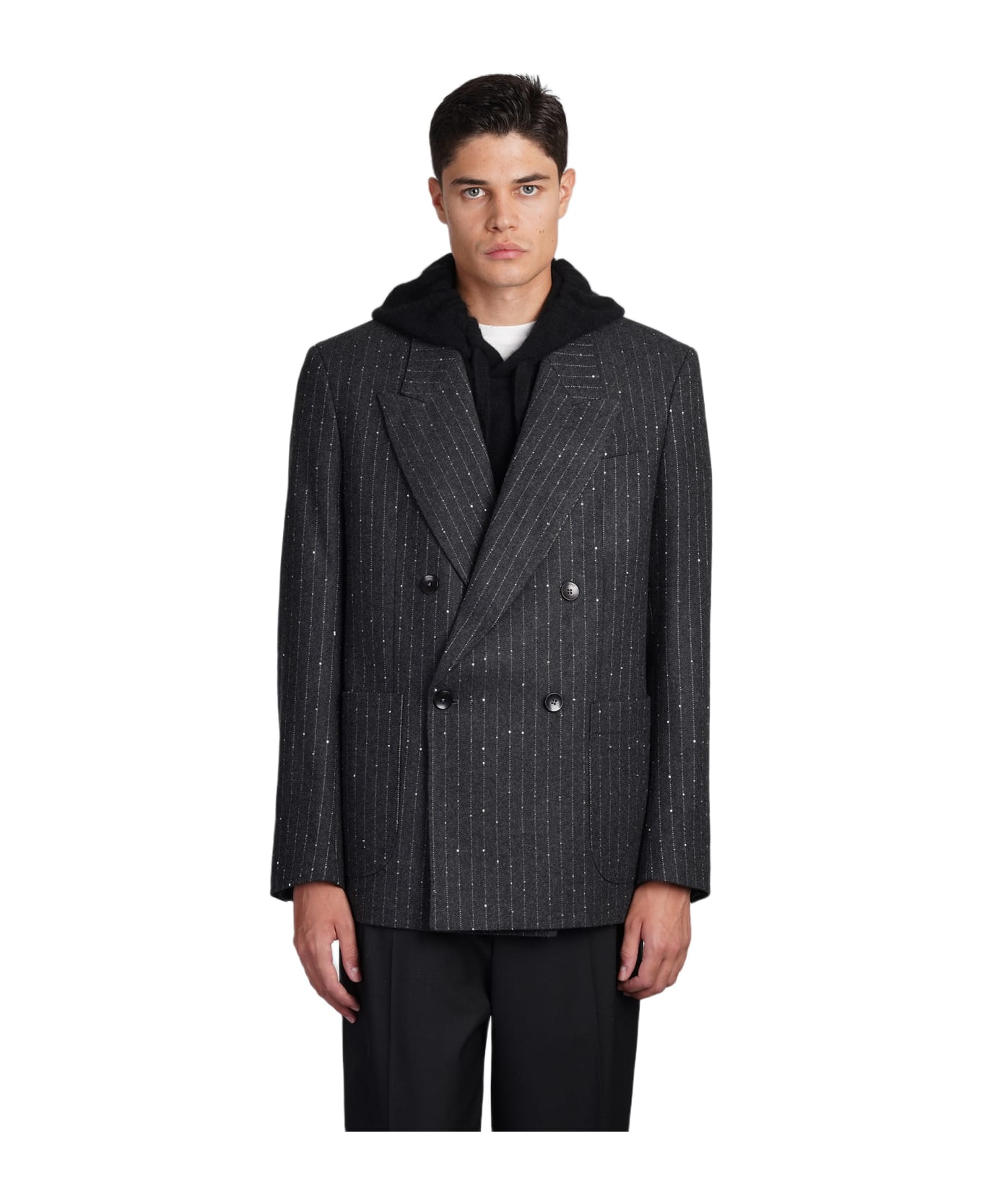 Laneus Blazer In Grey Wool - grey