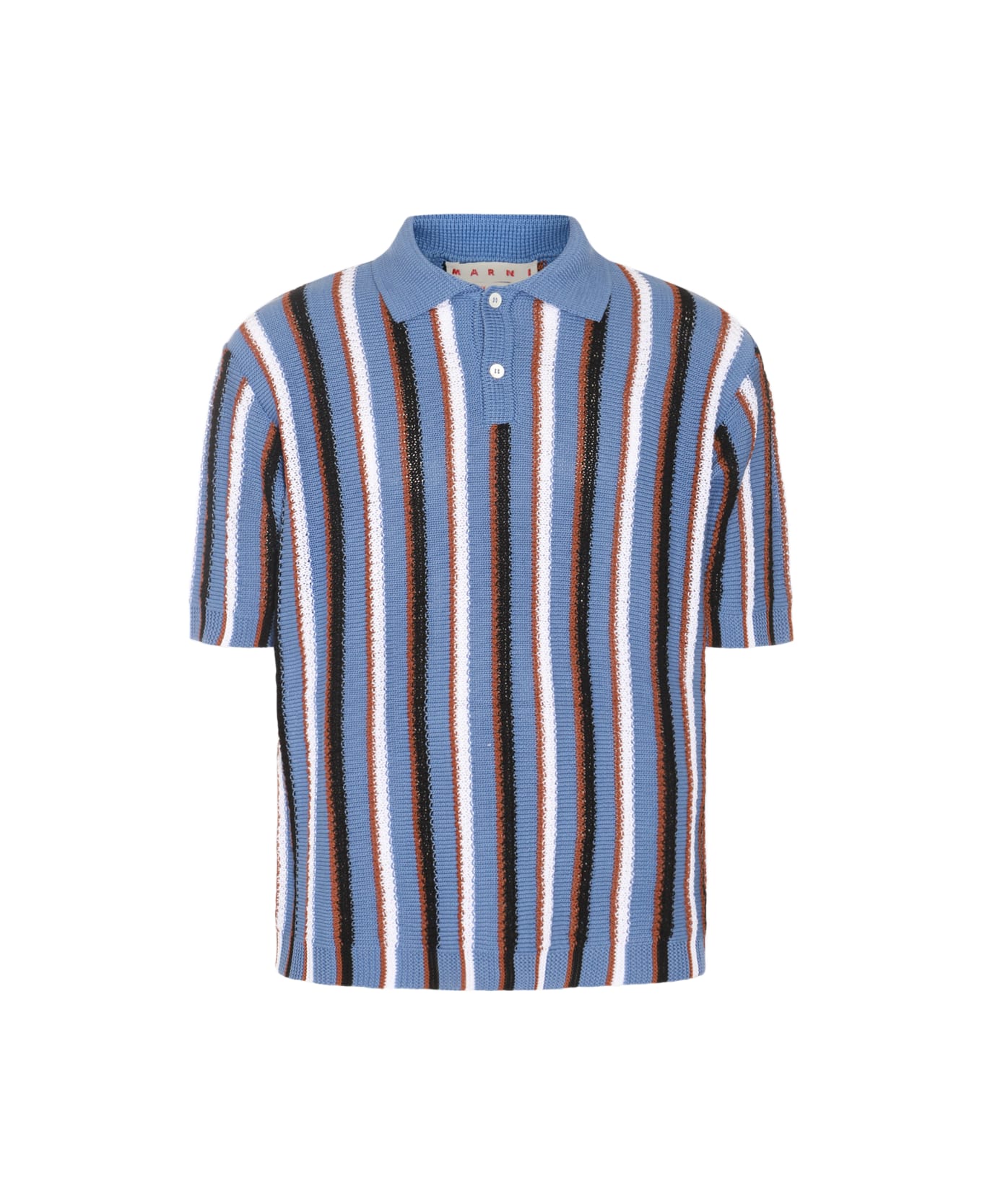 Marni Light Blue Multicolour Cotton Polo Shirt - OPAL