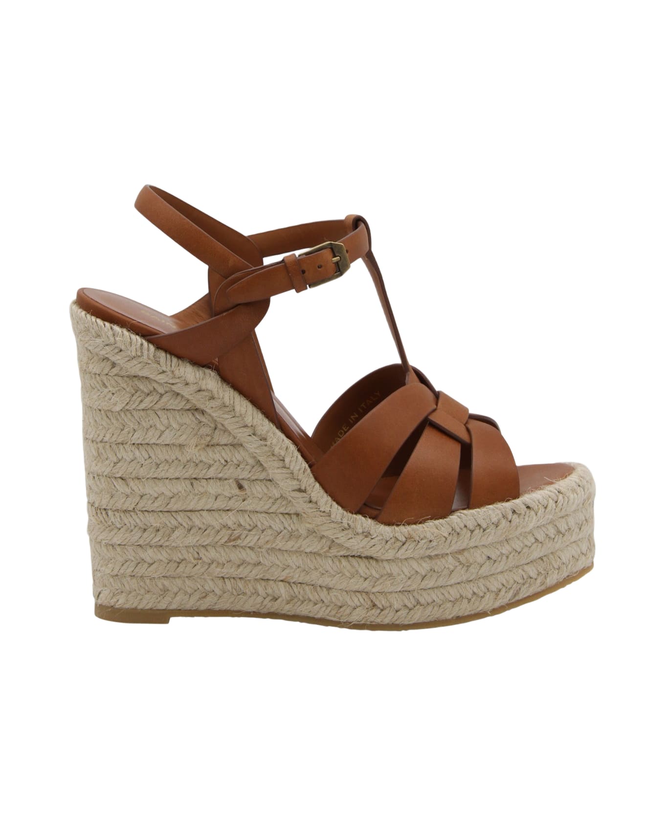 Saint Laurent Brown Leather Tribute 85 Espadrillas - Red