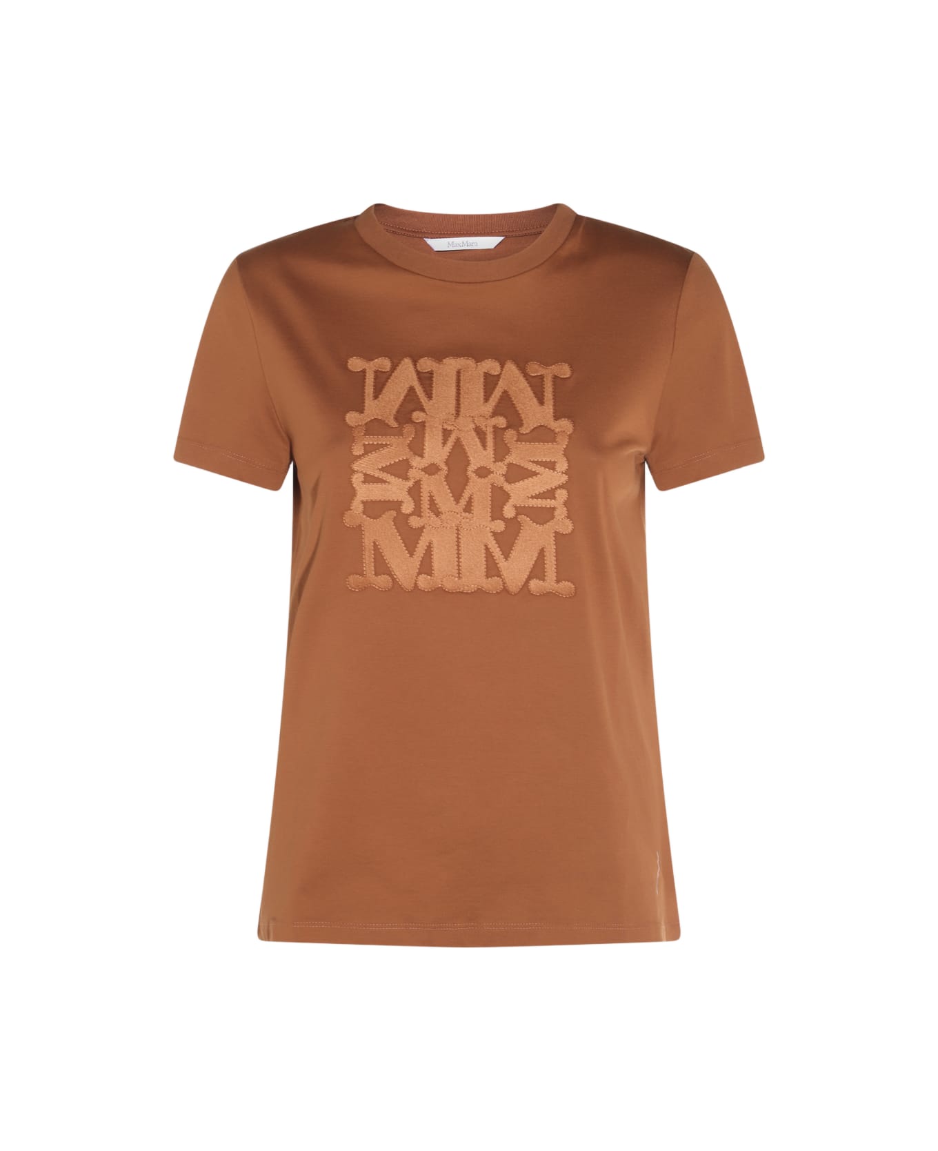★関税込み★ Max Mara BROWN COTTON T-SHIRT Max Mara Brown Cotton T-shirt | italist