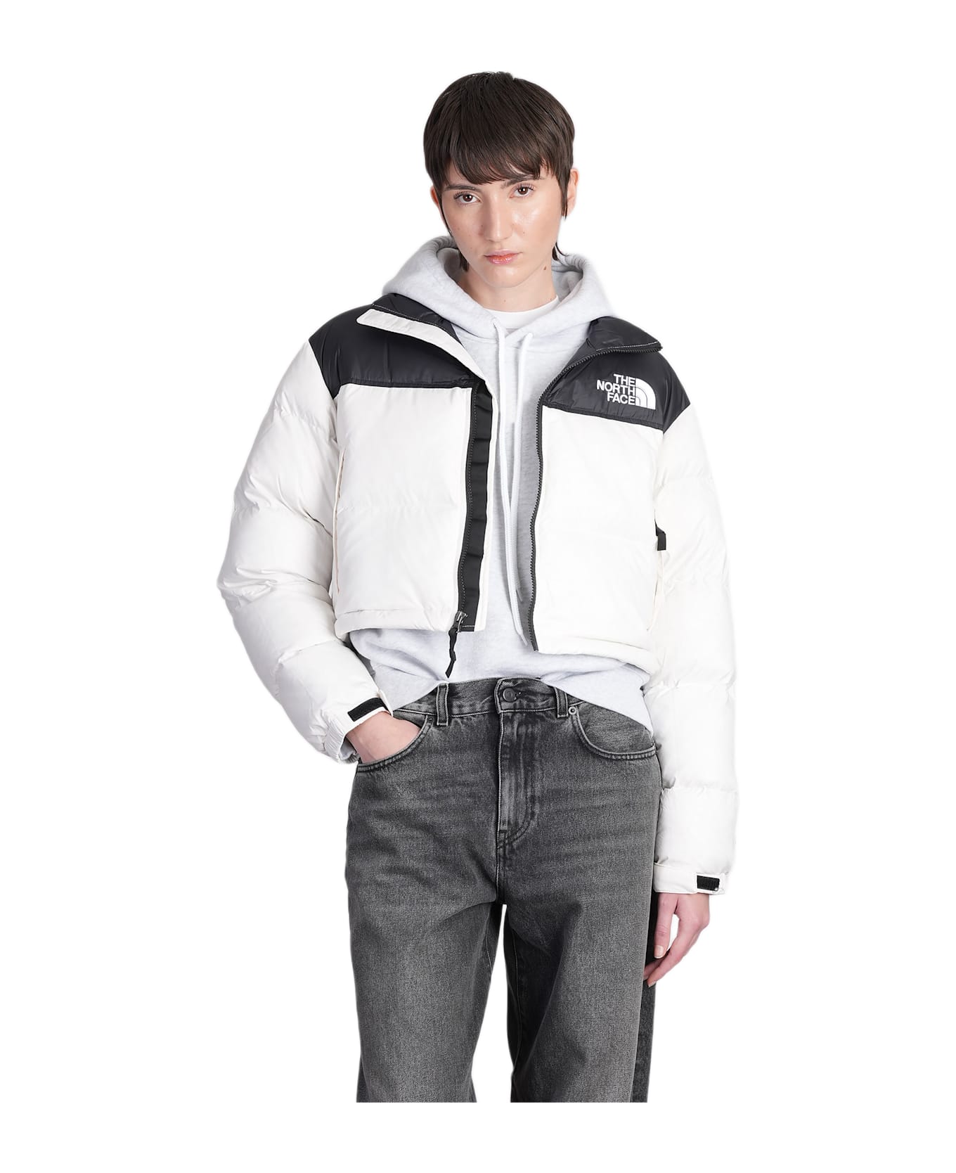 The North Face Nuptse Short Puffer In White Polyamide - white