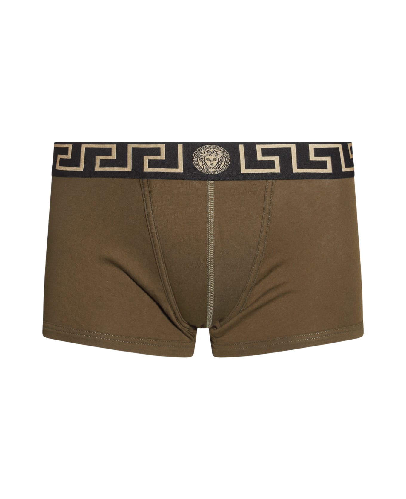 Versace Dark Olive Cotton Blend Boxer - DARK OLIVE+BLACK