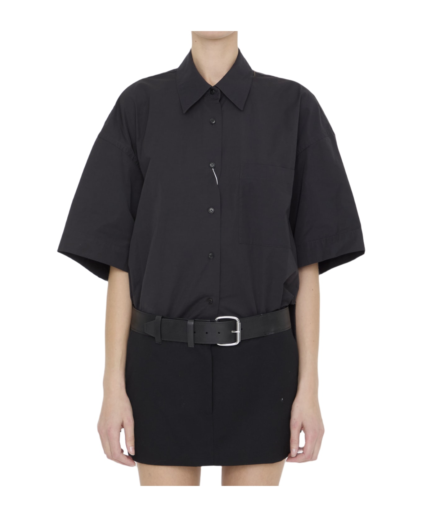 Alexander Wang Belted Mini Shirtdress - BLACK