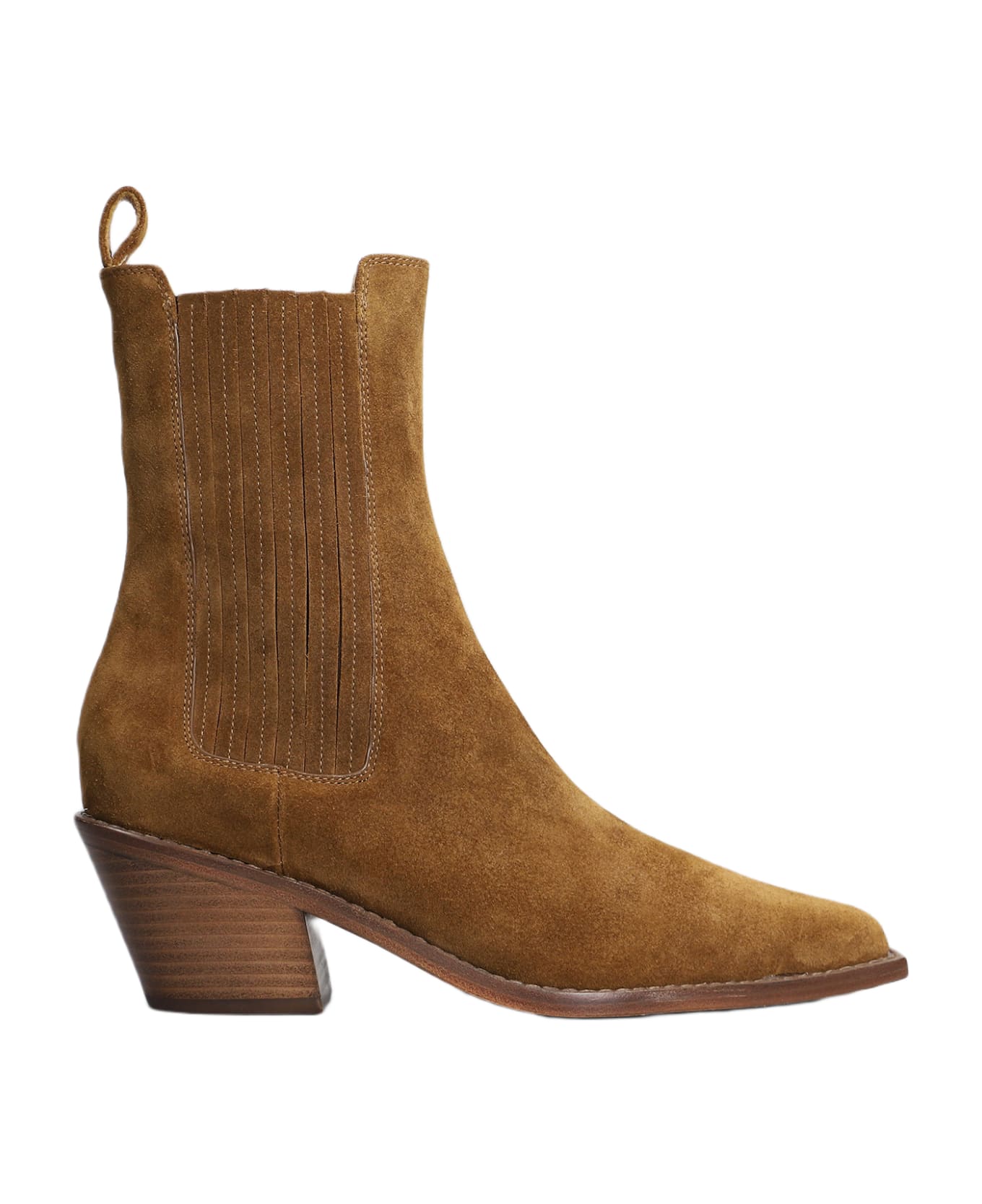 Lola Cruz Texan Ankle Boots In Leather Color Suede - leather color