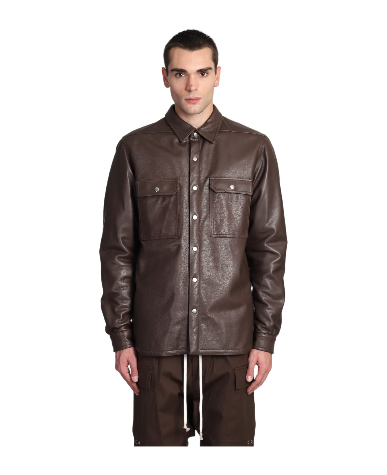 Rick Owens Casual Jacket In Brown Leather - Brown