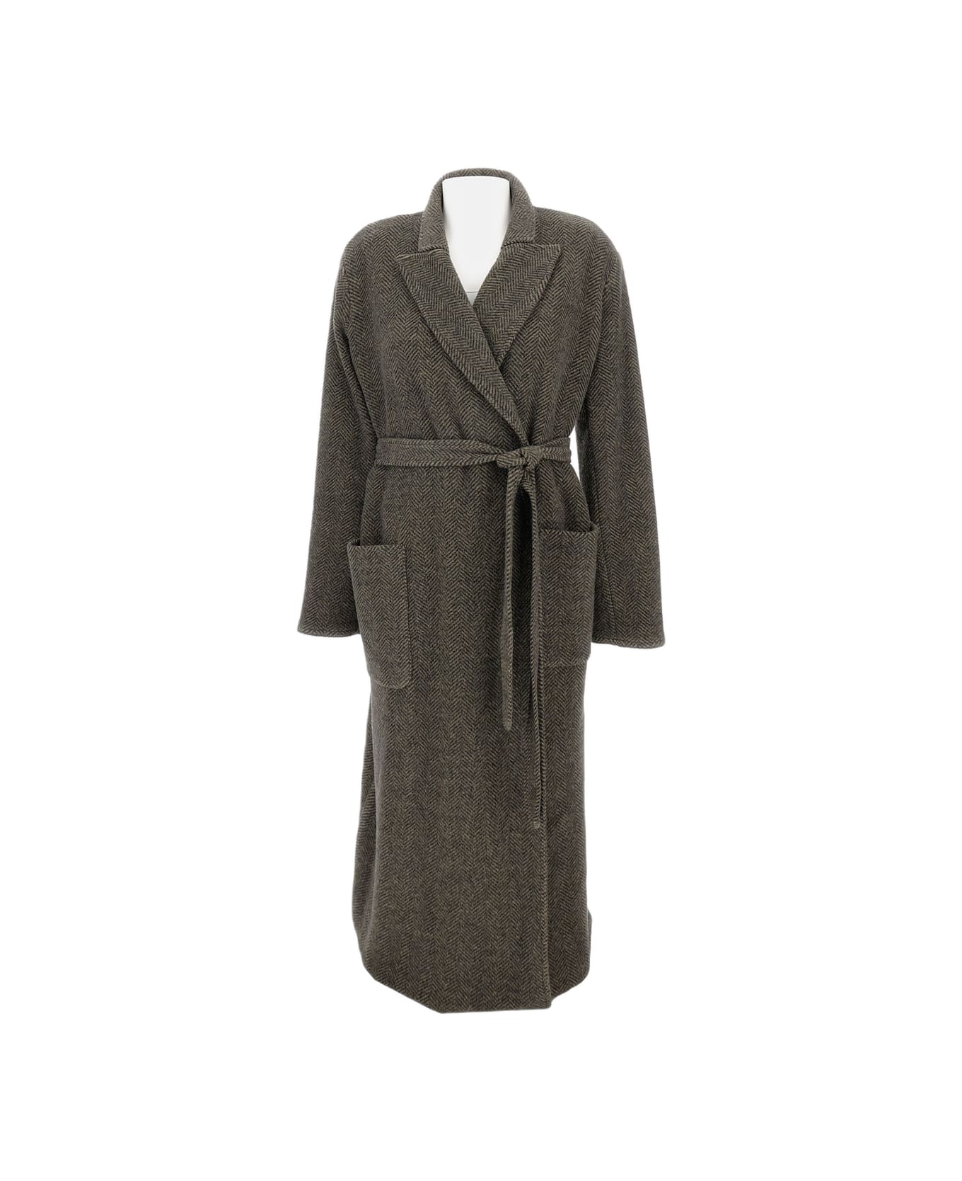 Dusan Long Coat Patch Pocket - Brown