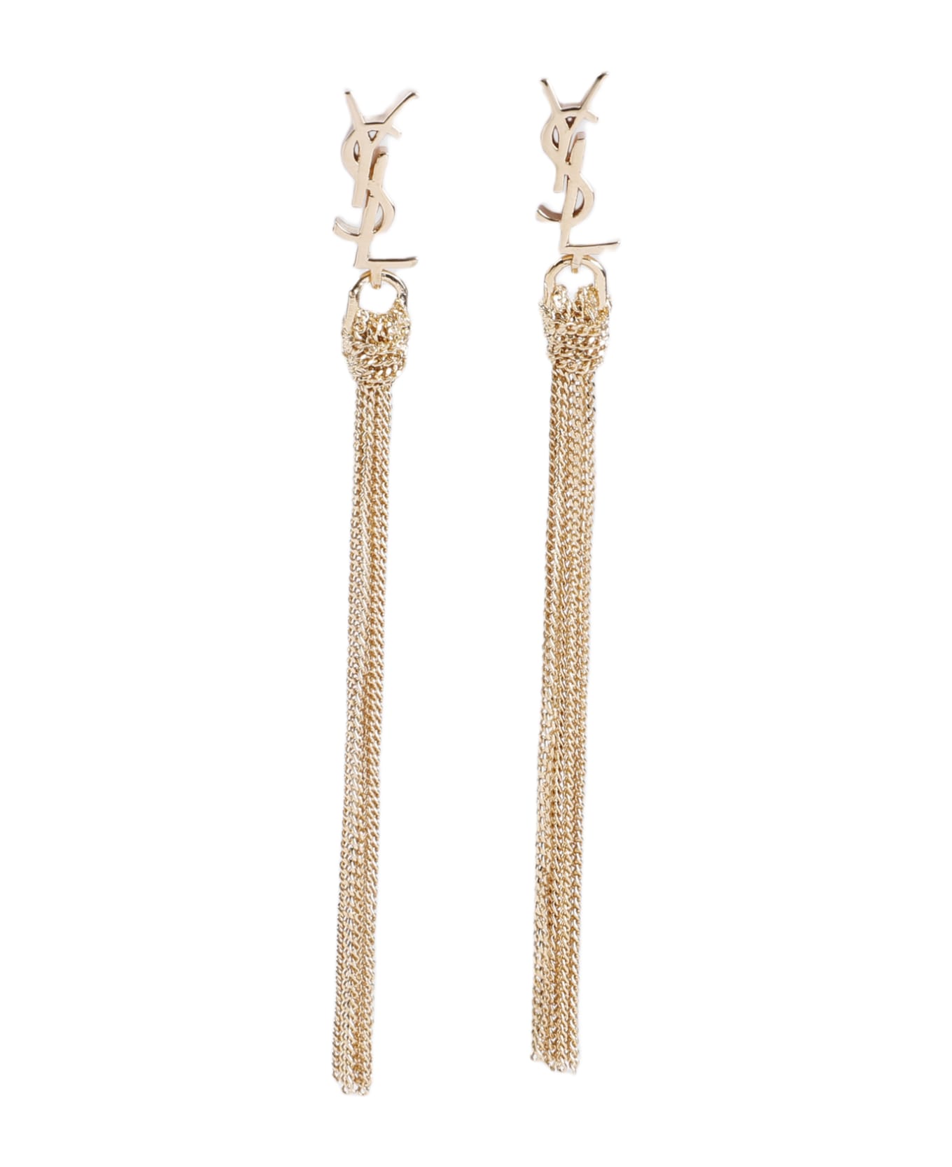 Saint Laurent Pompons Chains Earrings - Dore