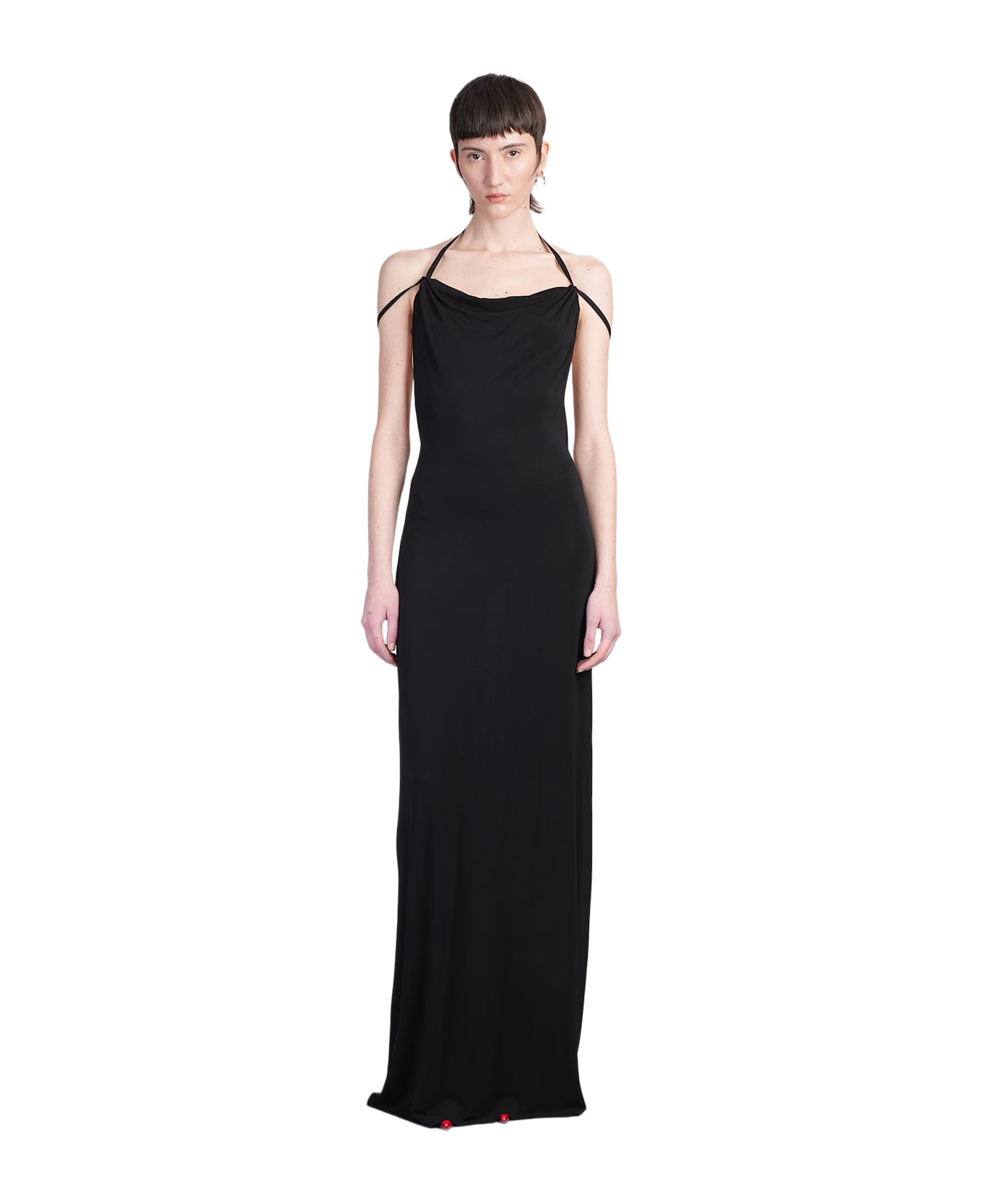 Marine Serre Long Dress In Black Viscose - black
