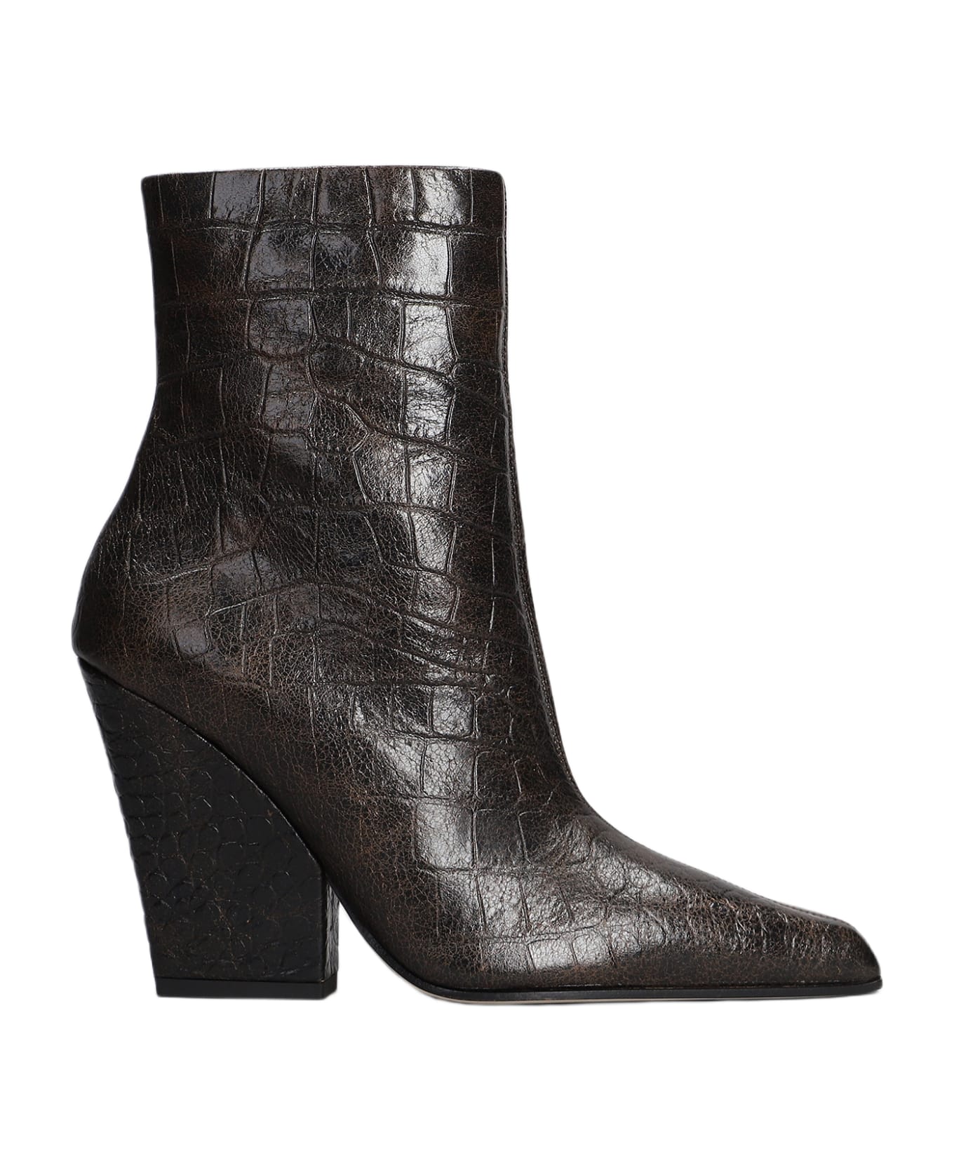 Paris Texas June Texan Ankle Boots In Dark Brown Leather - dark brown