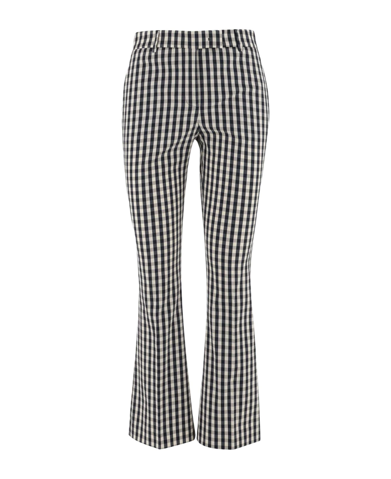 QL2 Checked Flared Pants - Blue