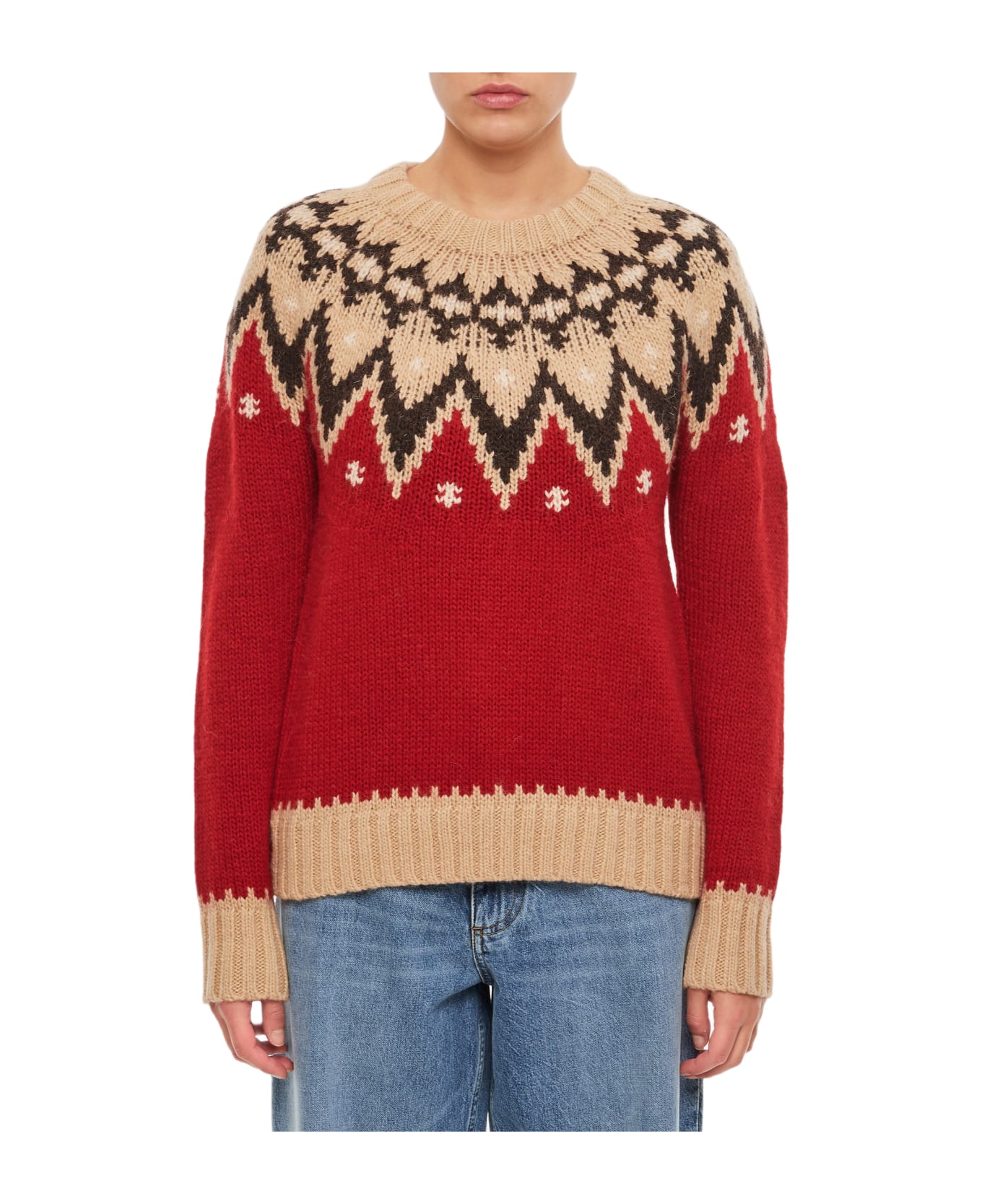 Polo Ralph Lauren Alpaca Blend Crewneck Sweater - Red Multi