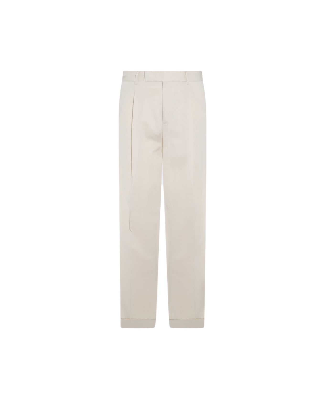PT Torino White Cotton Pants - Cream