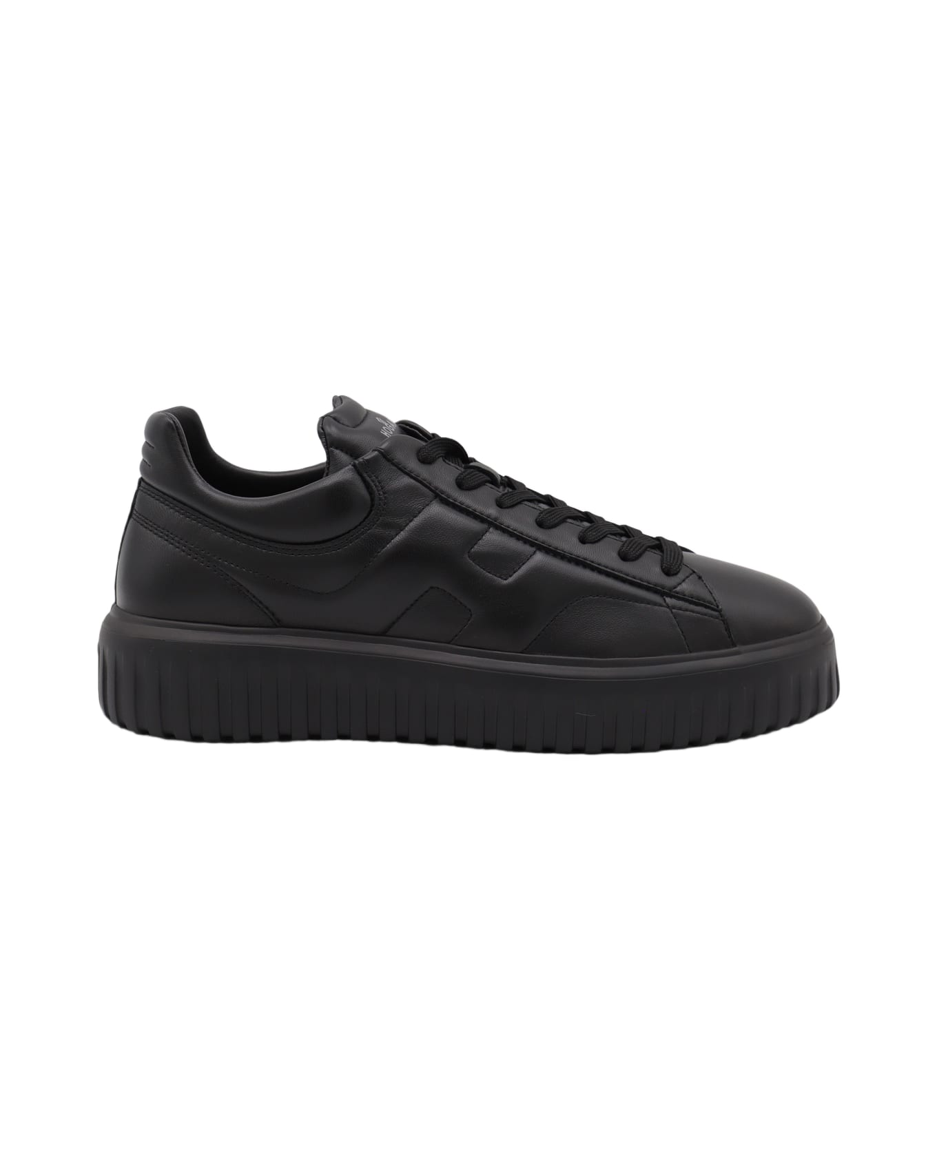 Hogan Black Leather Sneakers - Black