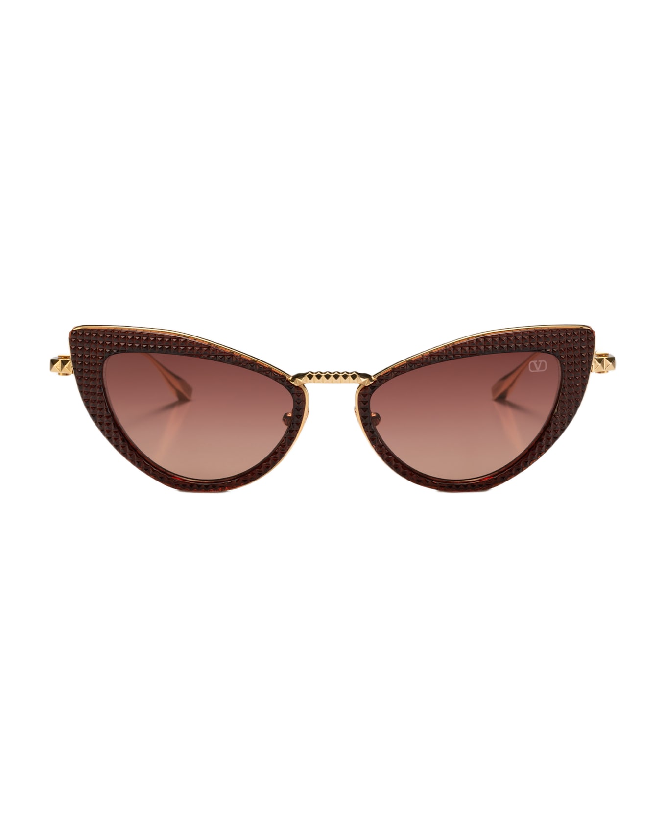 Valentino Eyewear Viii - White Gold / Crystal Burgundy Sunglasses - gld  red