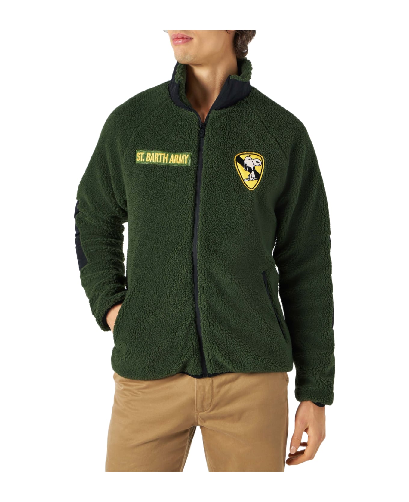 MC2 Saint Barth Sherpa Jacket With Snoopy Patch | Peanuts® Special Edition - GREEN