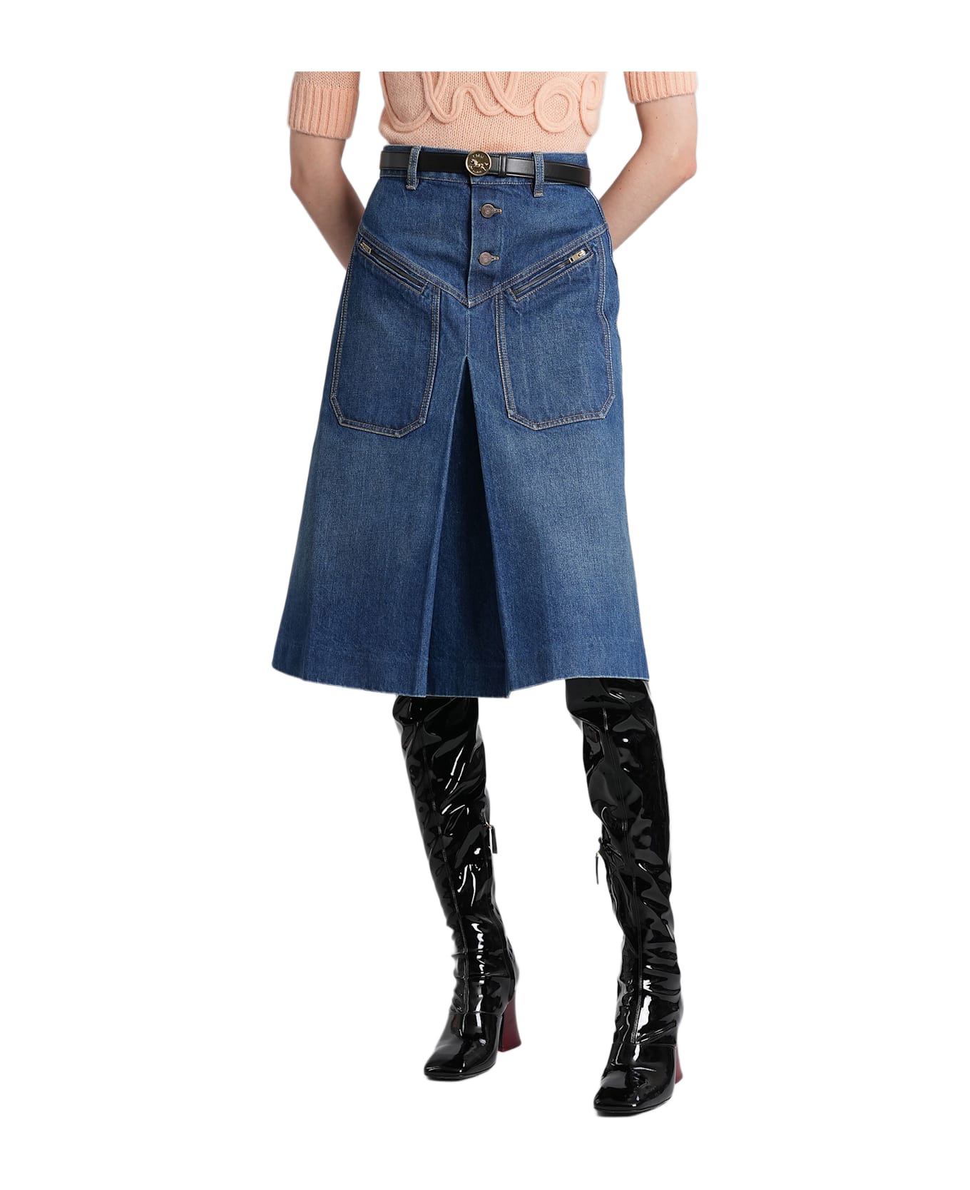 Chloé Skirt In Blue Denim - blue