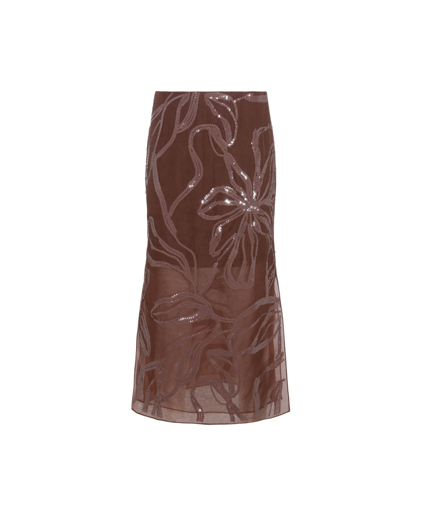 Brunello Cucinelli Bordeaux Silk Skirt - Bordeaux