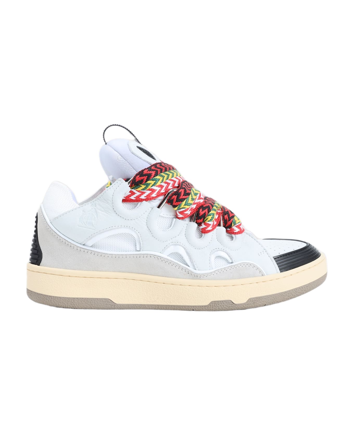 Lanvin Suede Leather Curb Sneakers - White