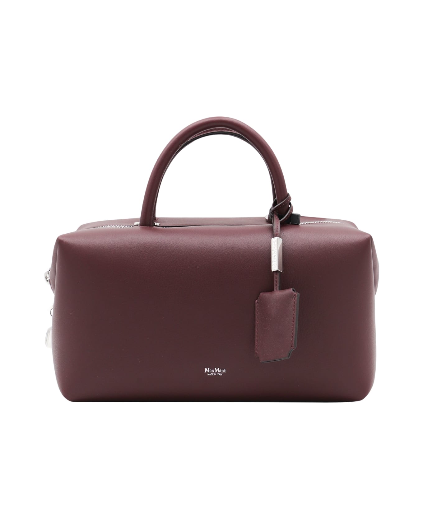 Max Mara Dark Red Leather Holdallm Top Handle Bag - Porto