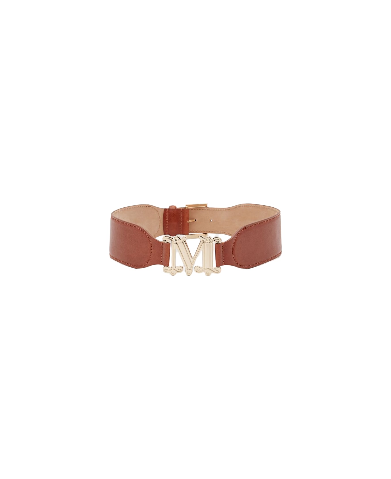 Max Mara Logo Leather Belt - Brown